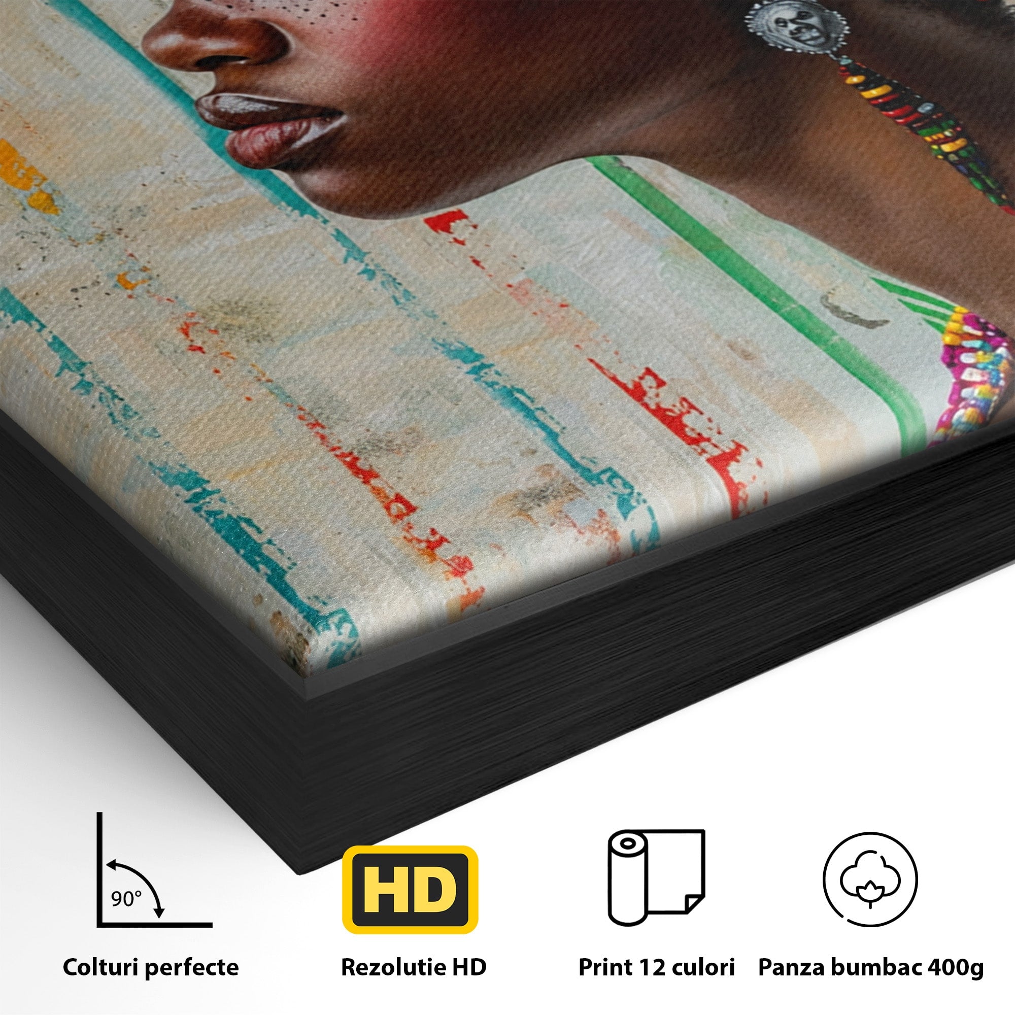 Tablou Canvas Premium LuxCanva® GV1055, Eleganta si Cultura, Portret, Femeie, Turban, Cultura, Arta, Living, Culori Vibrante