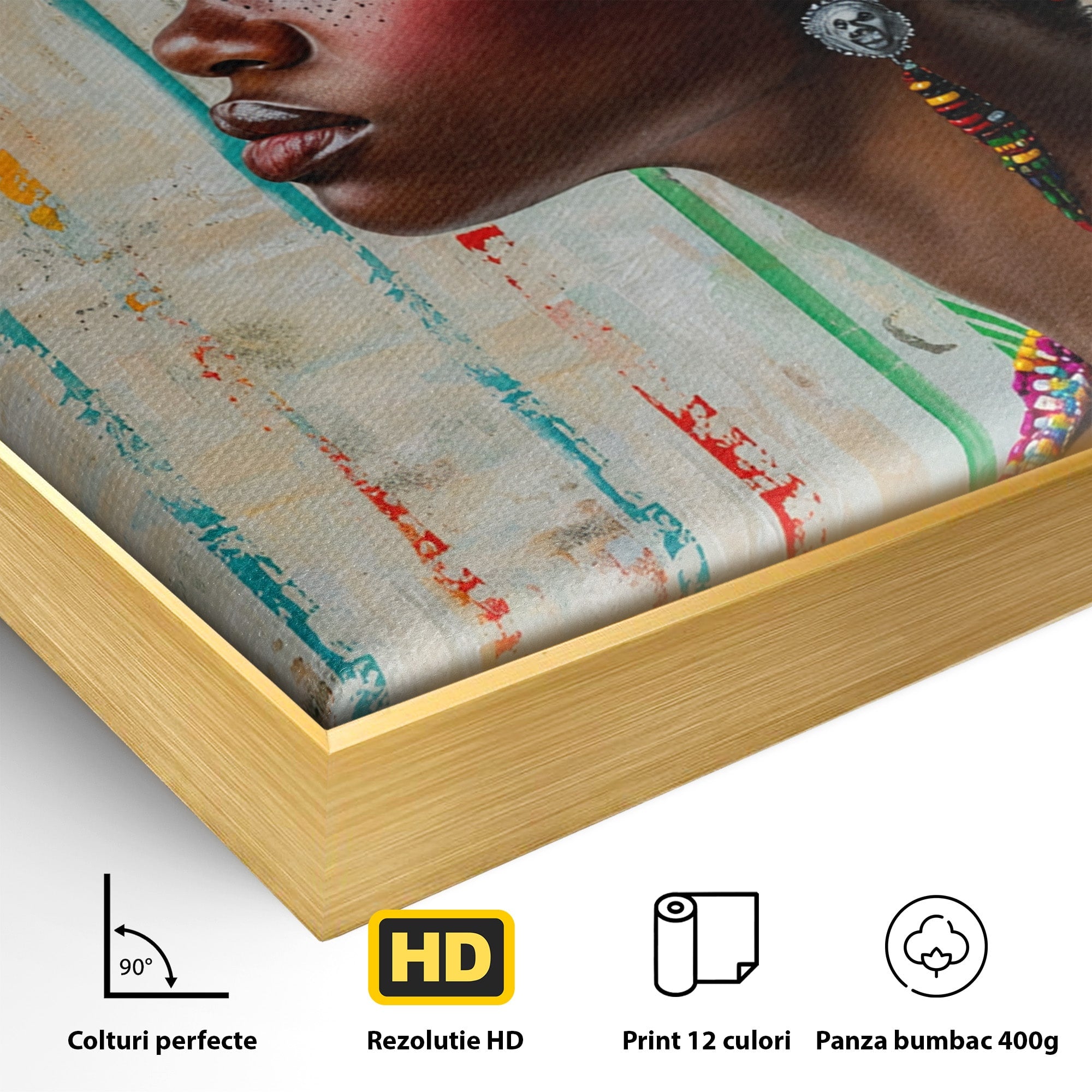 Tablou Canvas Premium LuxCanva® GV1055, Eleganta si Cultura, Portret, Femeie, Turban, Cultura, Arta, Living, Culori Vibrante