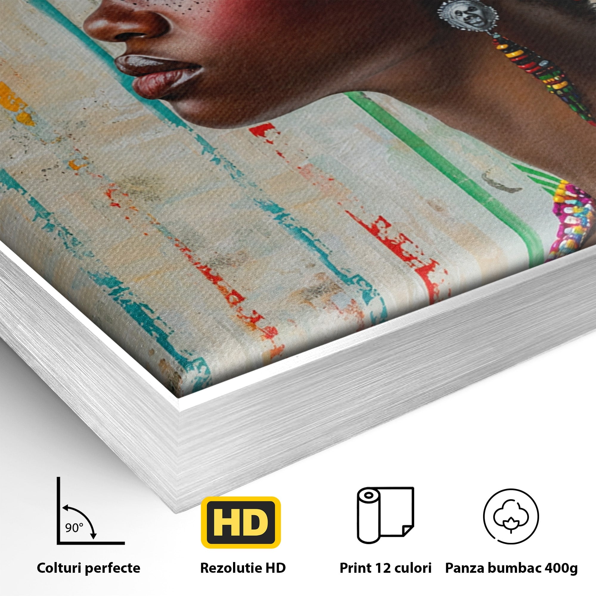 Tablou Canvas Premium LuxCanva® GV1055, Eleganta si Cultura, Portret, Femeie, Turban, Cultura, Arta, Living, Culori Vibrante