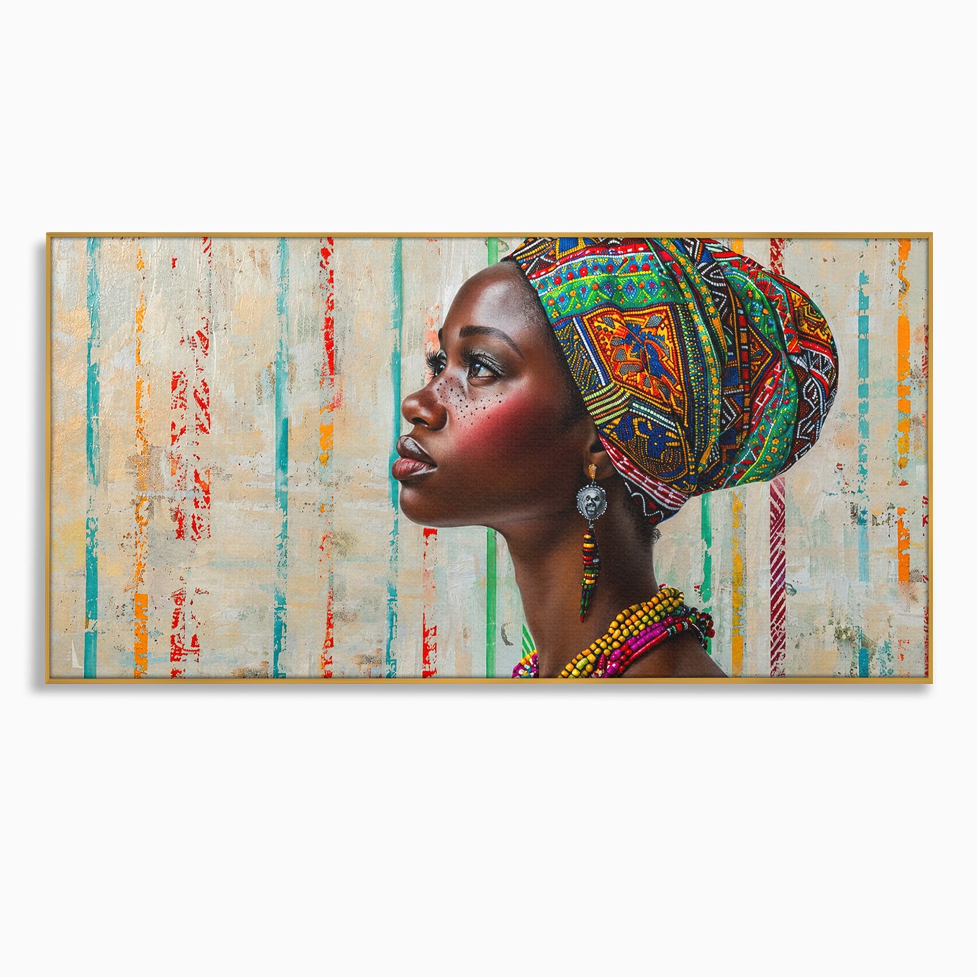 Tablou Canvas Premium LuxCanva® GV1055, Eleganta si Cultura, Portret, Femeie, Turban, Cultura, Arta, Living, Culori Vibrante