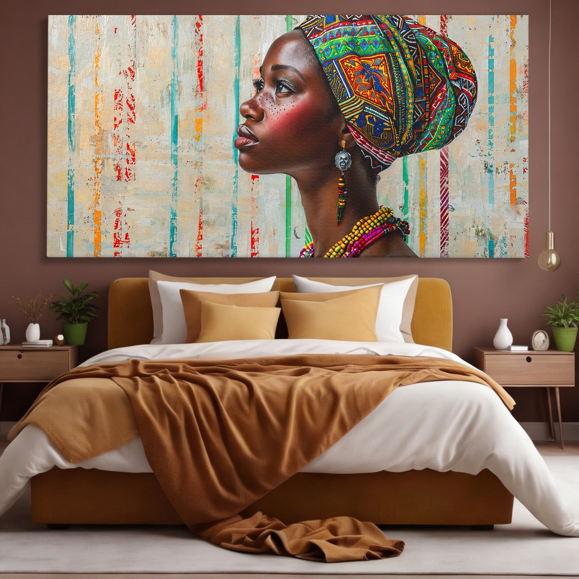 Tablou Canvas Premium LuxCanva® GV1055, Eleganta si Cultura, Portret, Femeie, Turban, Cultura, Arta, Living, Culori Vibrante