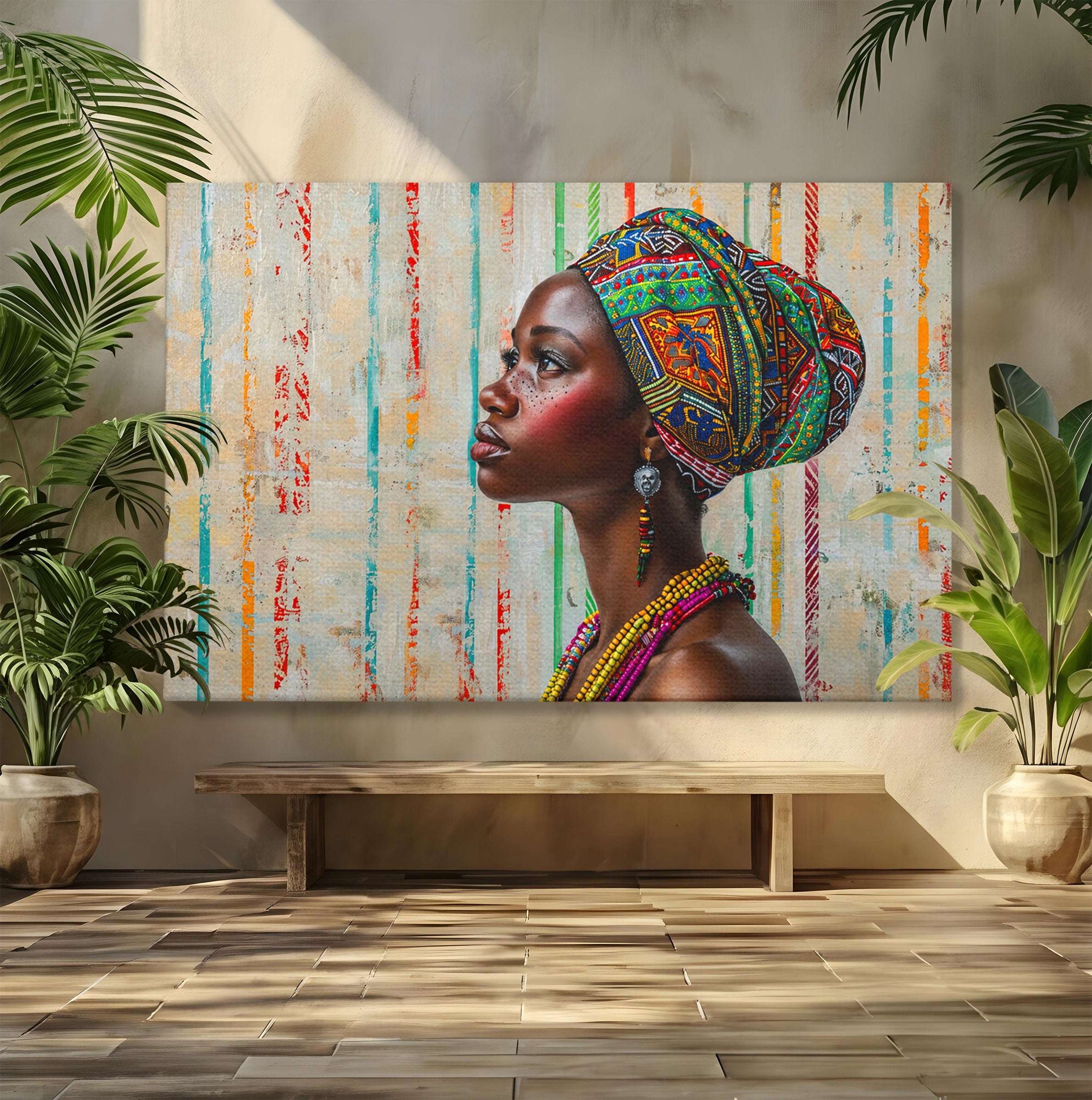 Tablou Canvas Premium LuxCanva® GV1055, Eleganta si Cultura, Portret, Femeie, Turban, Cultura, Arta, Living, Culori Vibrante