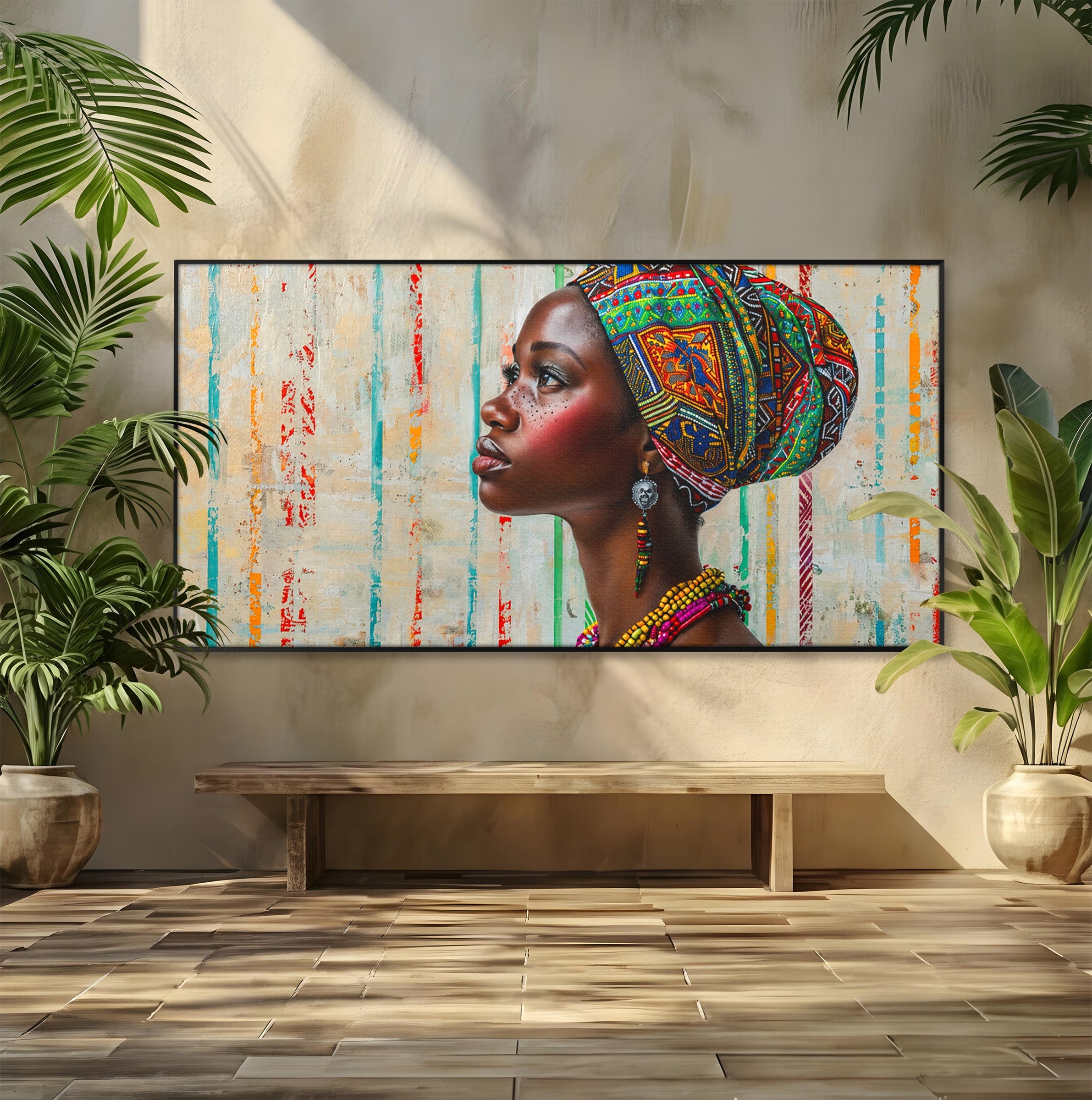 Tablou Canvas Premium LuxCanva® GV1055, Eleganta si Cultura, Portret, Femeie, Turban, Cultura, Arta, Living, Culori Vibrante