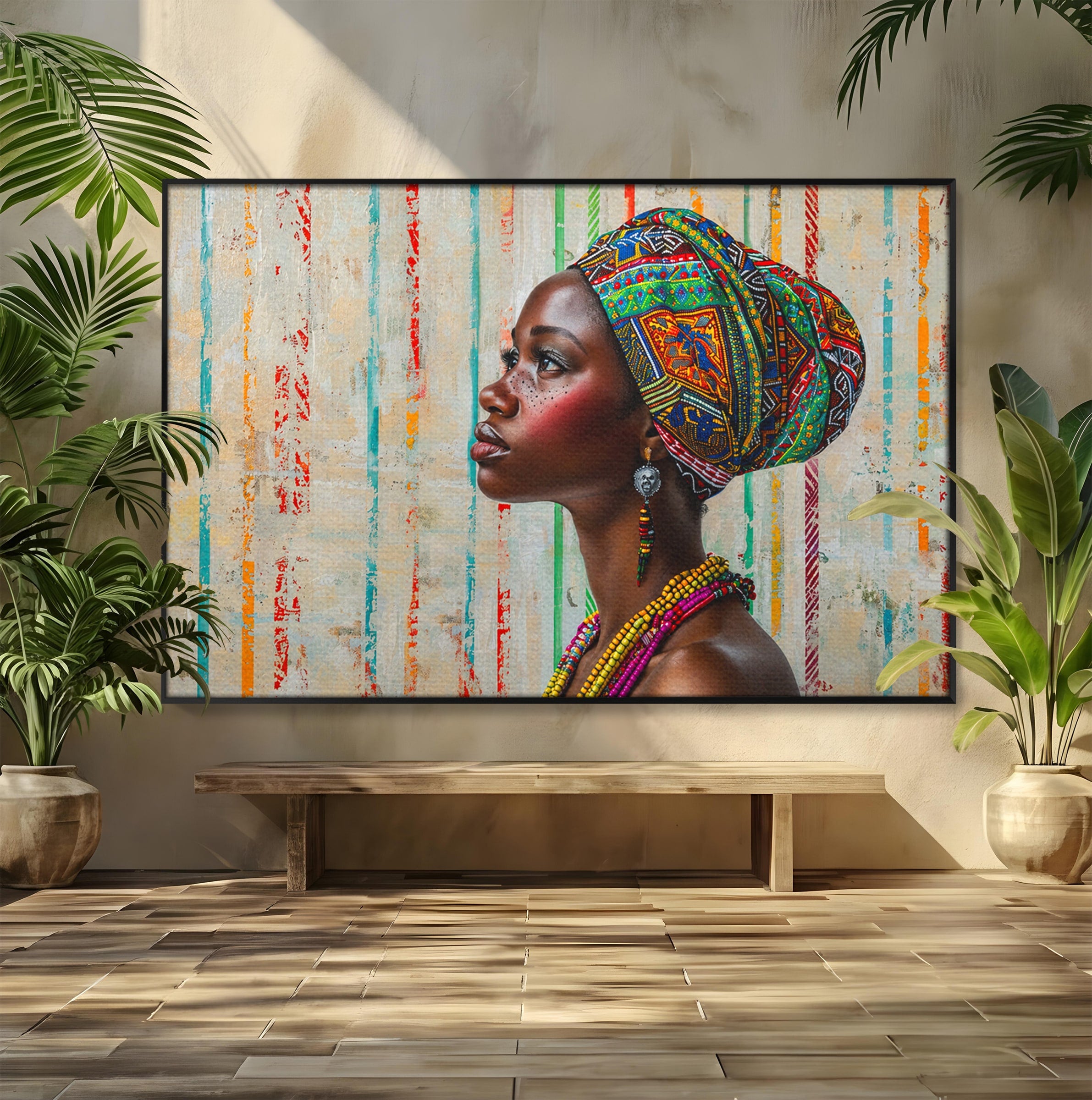 Tablou Canvas Premium LuxCanva® GV1055, Eleganta si Cultura, Portret, Femeie, Turban, Cultura, Arta, Living, Culori Vibrante