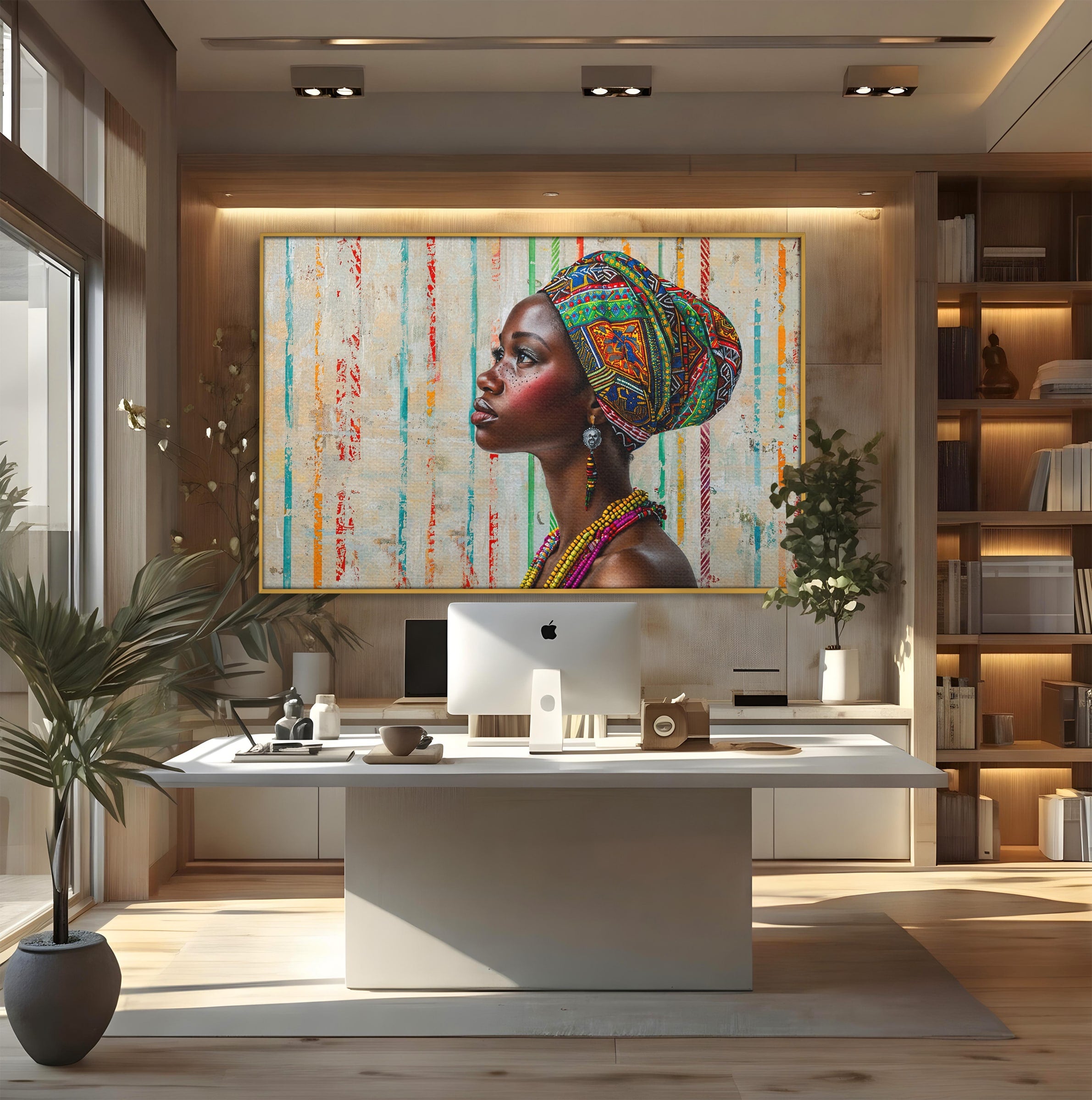 Tablou Canvas Premium LuxCanva® GV1055, Eleganta si Cultura, Portret, Femeie, Turban, Cultura, Arta, Living, Culori Vibrante