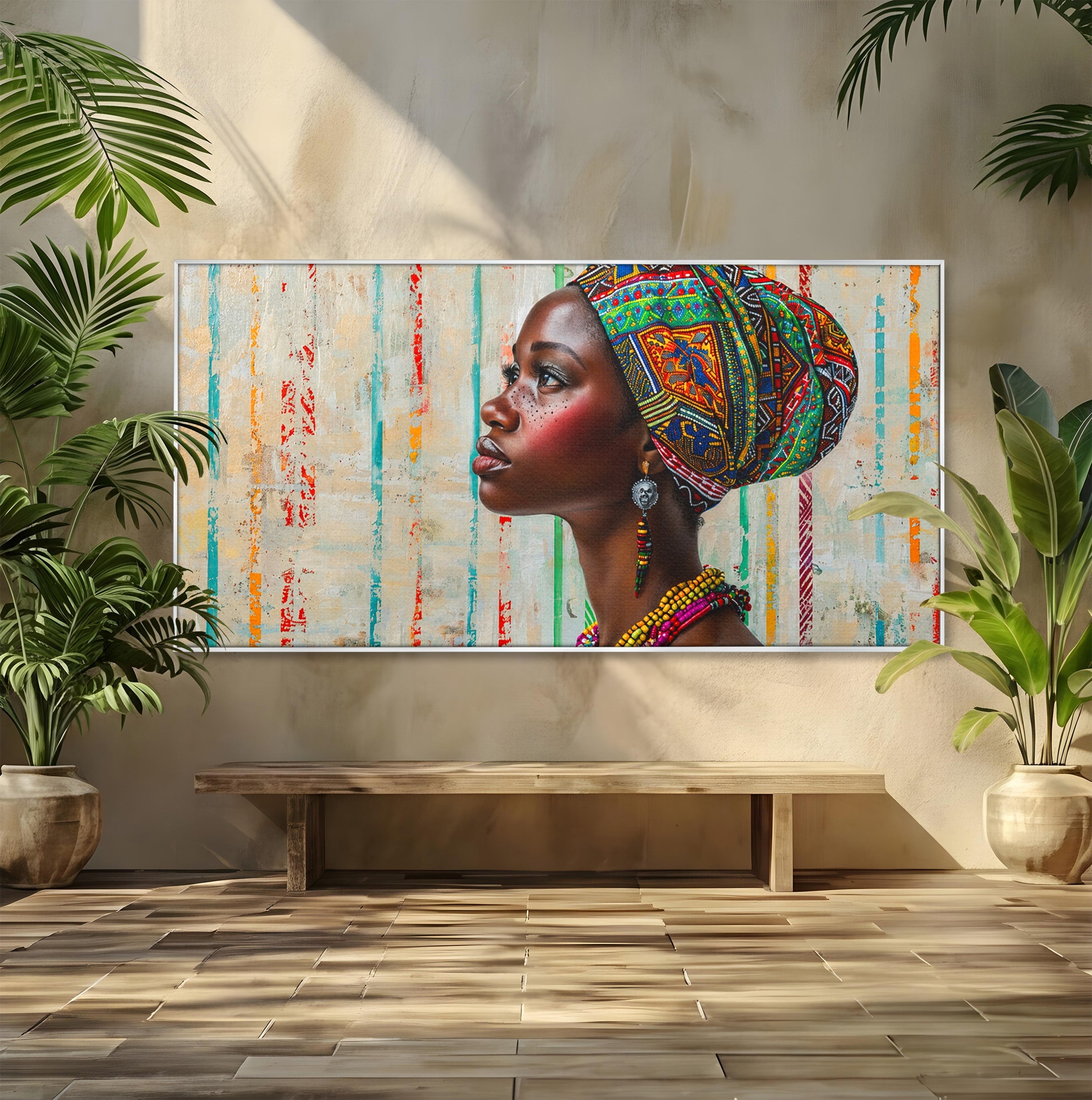 Tablou Canvas Premium LuxCanva® GV1055, Eleganta si Cultura, Portret, Femeie, Turban, Cultura, Arta, Living, Culori Vibrante