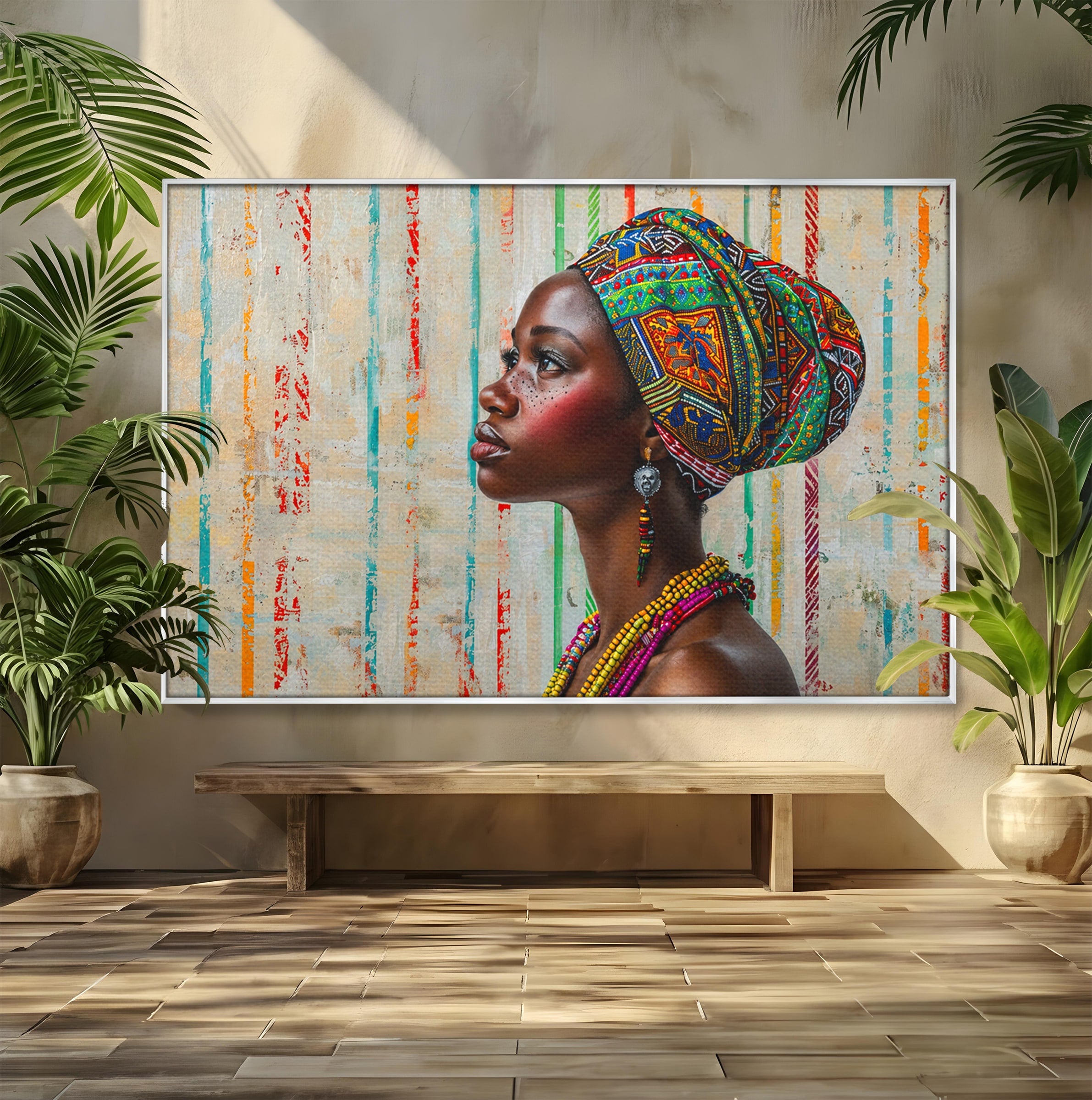 Tablou Canvas Premium LuxCanva® GV1055, Eleganta si Cultura, Portret, Femeie, Turban, Cultura, Arta, Living, Culori Vibrante