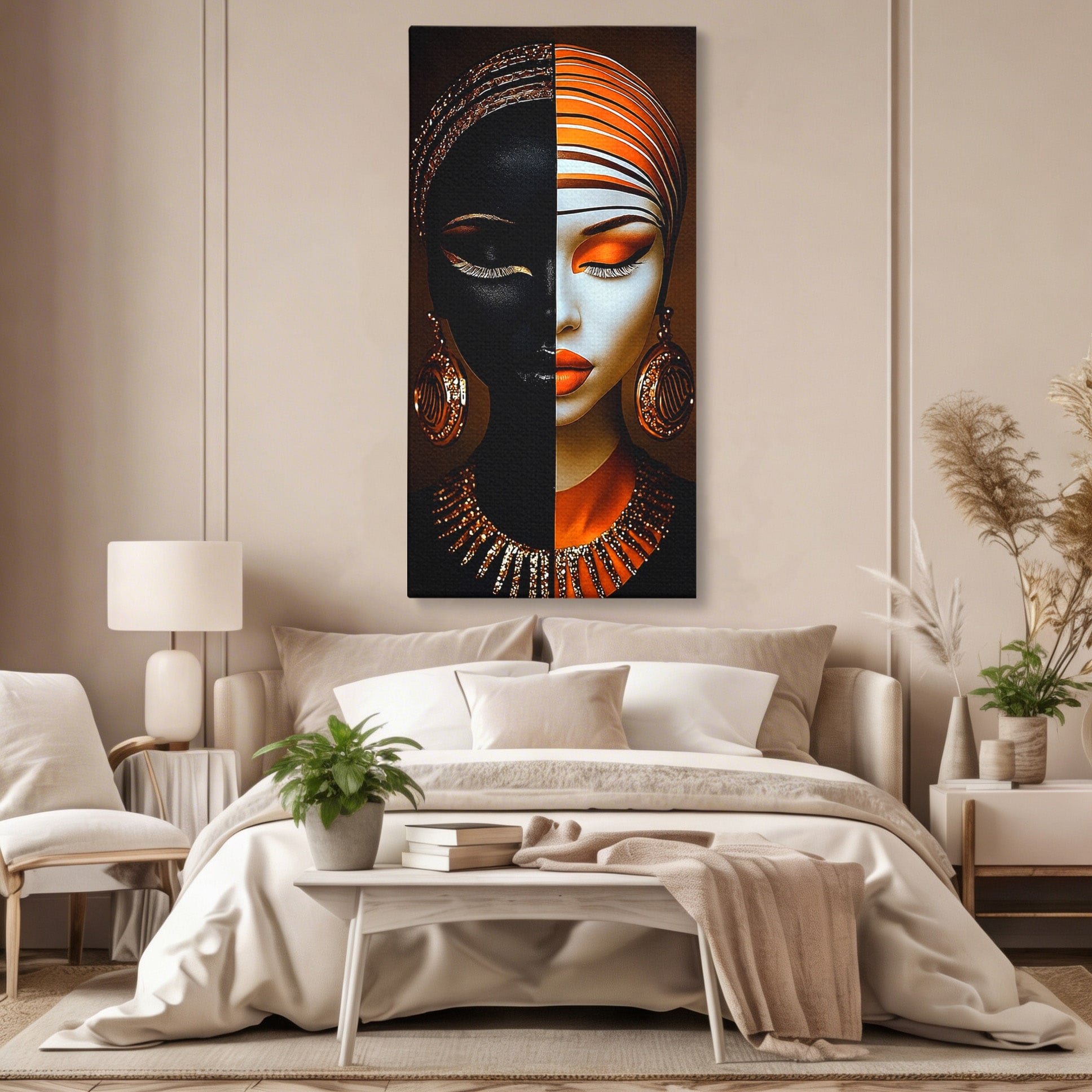 Tablou Canvas Premium LuxCanva® GV1056, Lumini si Umbre, Portret, Feminitate, Abstract, Contrast, Dormitor, Culori Vibrante