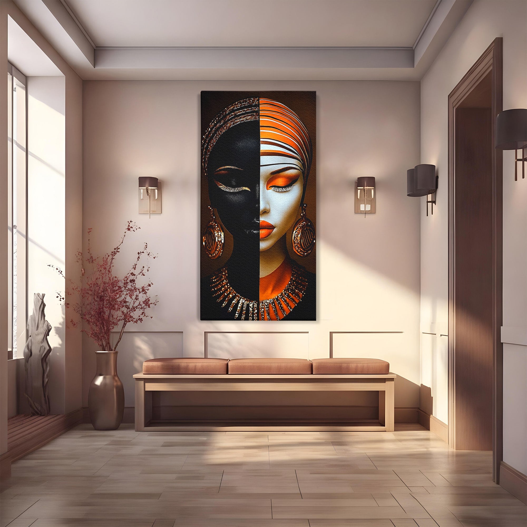 Tablou Canvas Premium LuxCanva® GV1056, Lumini si Umbre, Portret, Feminitate, Abstract, Contrast, Dormitor, Culori Vibrante