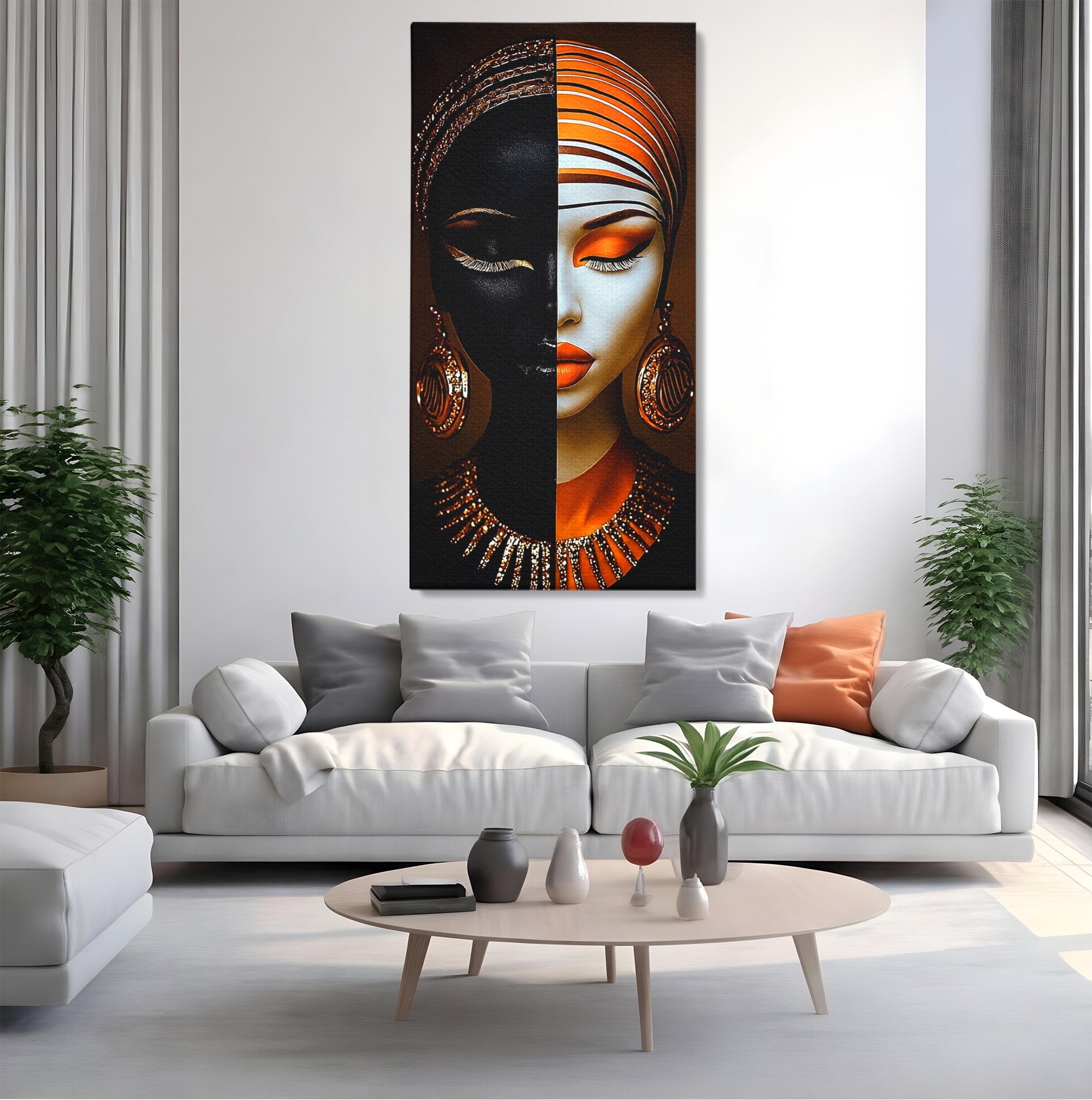 Tablou Canvas Premium LuxCanva® GV1056, Lumini si Umbre, Portret, Feminitate, Abstract, Contrast, Dormitor, Culori Vibrante