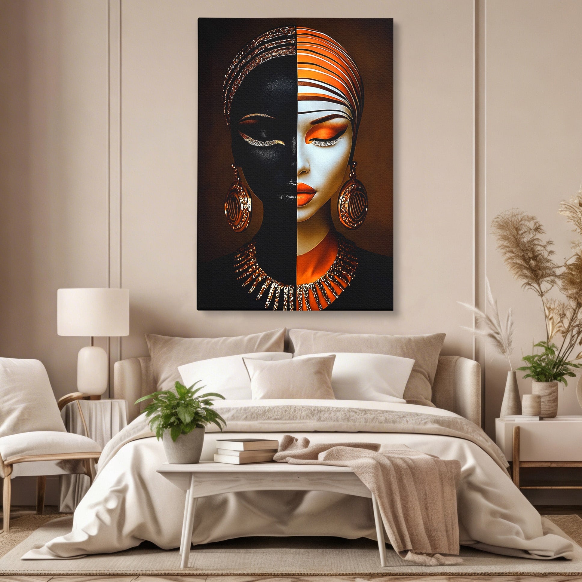 Tablou Canvas Premium LuxCanva® GV1056, Lumini si Umbre, Portret, Feminitate, Abstract, Contrast, Dormitor, Culori Vibrante