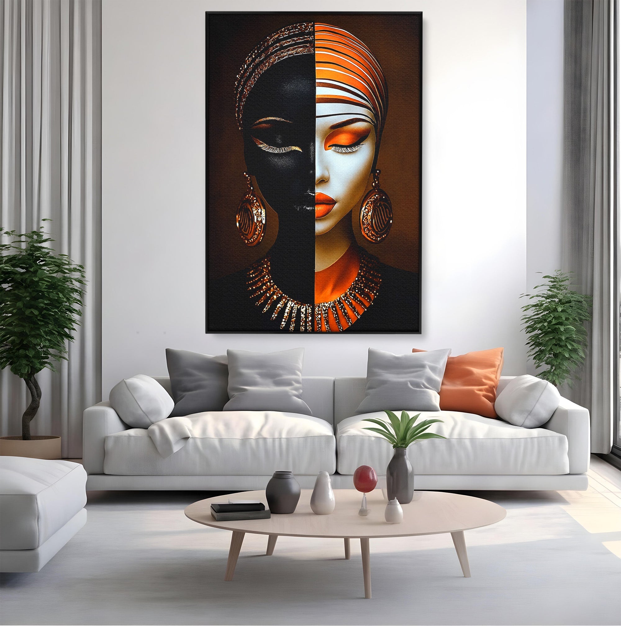 Tablou Canvas Premium LuxCanva® GV1056, Lumini si Umbre, Portret, Feminitate, Abstract, Contrast, Dormitor, Culori Vibrante