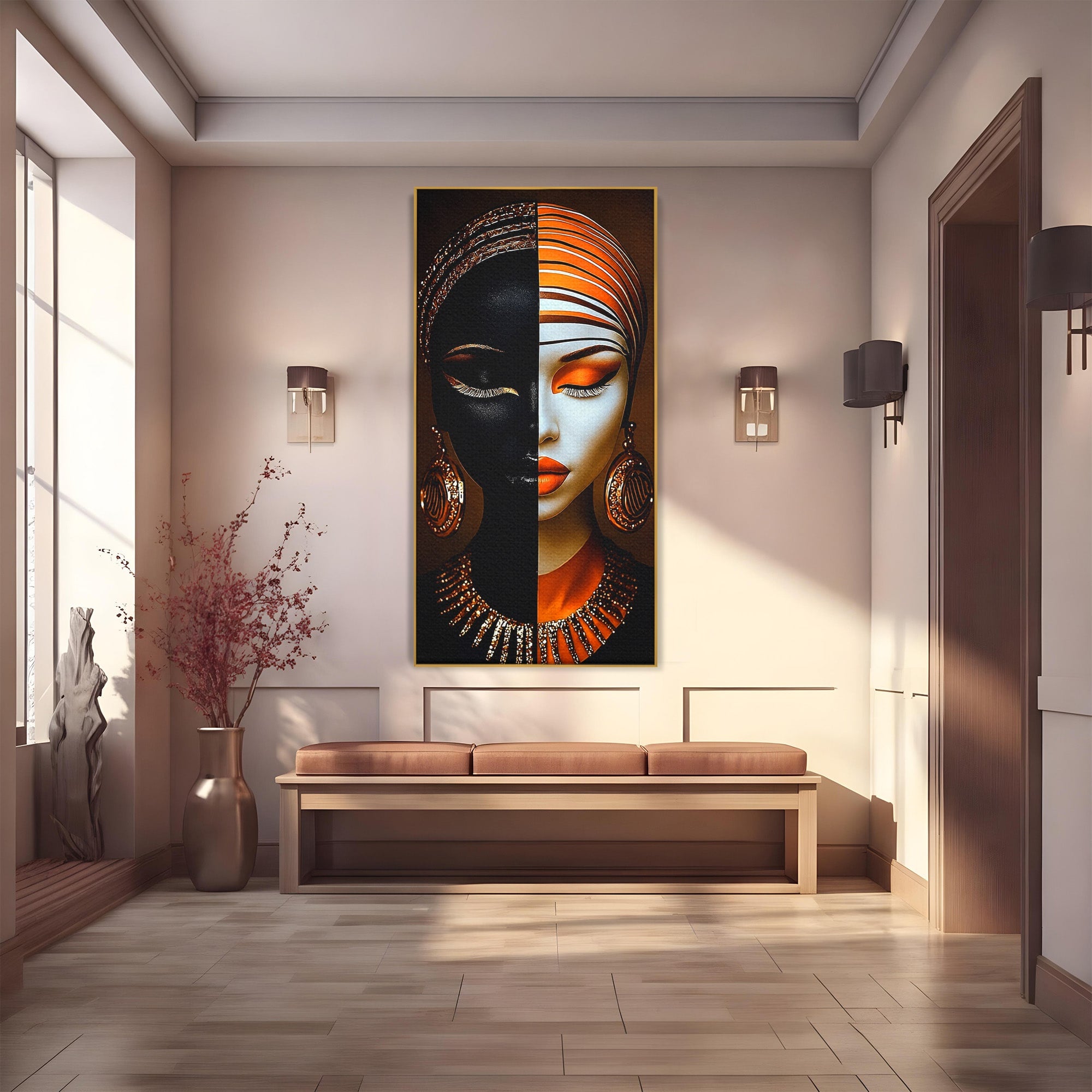 Tablou Canvas Premium LuxCanva® GV1056, Lumini si Umbre, Portret, Feminitate, Abstract, Contrast, Dormitor, Culori Vibrante