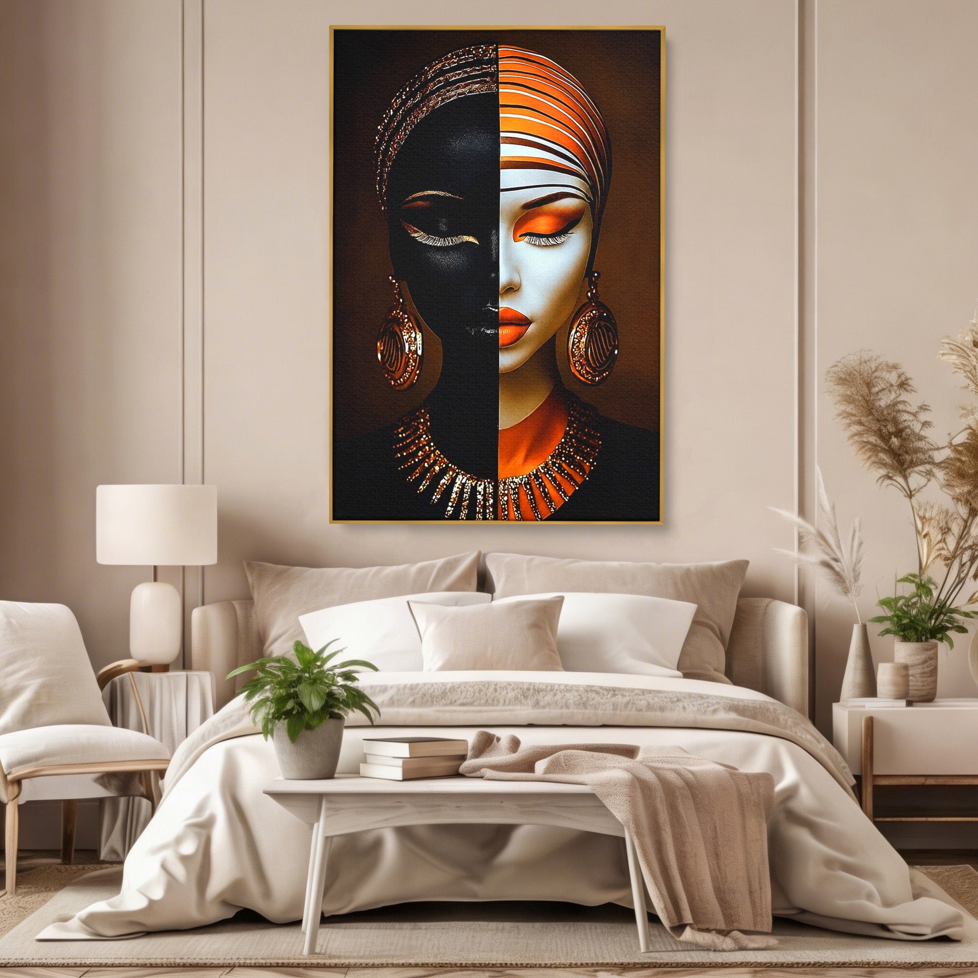 Tablou Canvas Premium LuxCanva® GV1056, Lumini si Umbre, Portret, Feminitate, Abstract, Contrast, Dormitor, Culori Vibrante