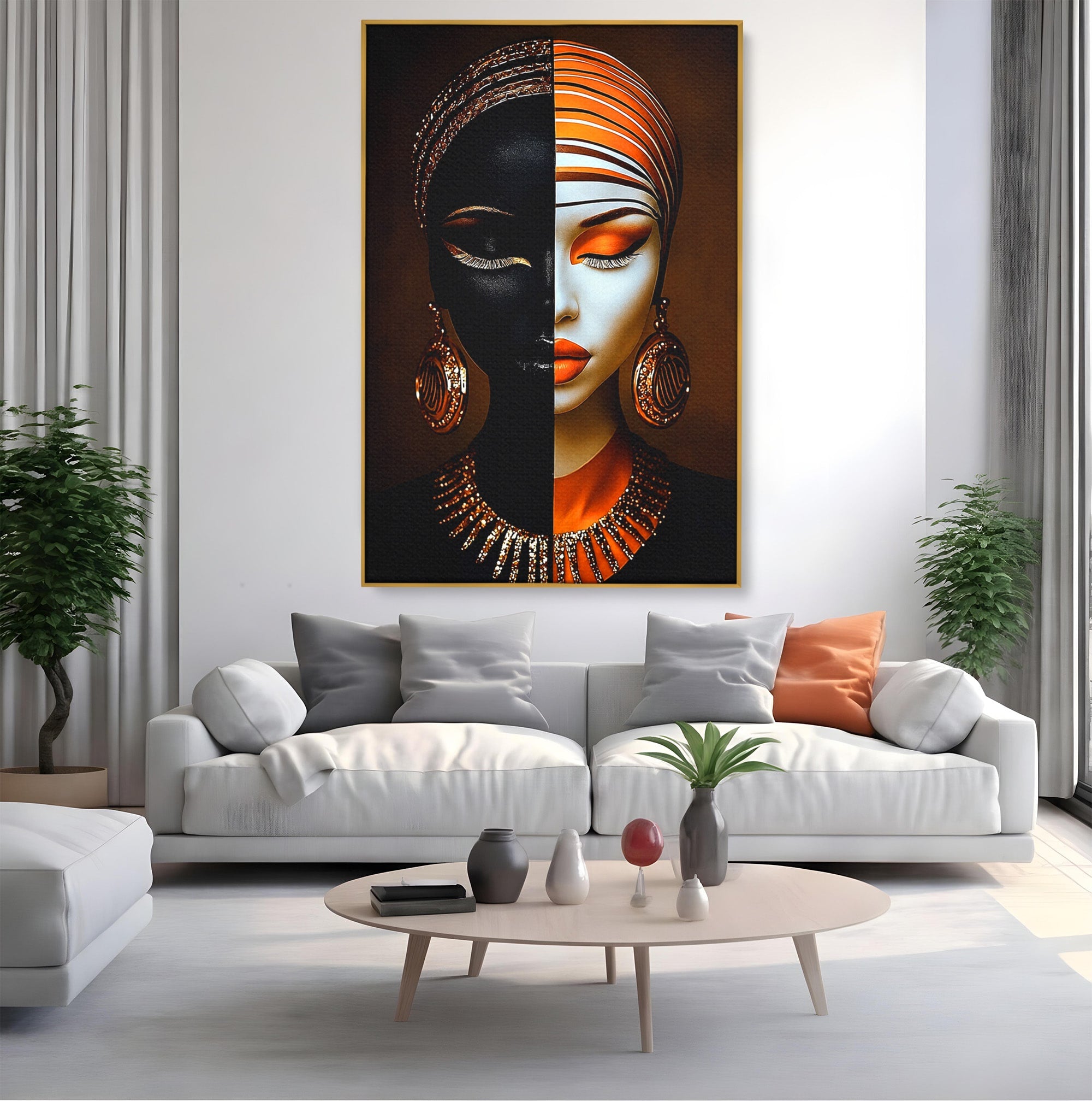 Tablou Canvas Premium LuxCanva® GV1056, Lumini si Umbre, Portret, Feminitate, Abstract, Contrast, Dormitor, Culori Vibrante