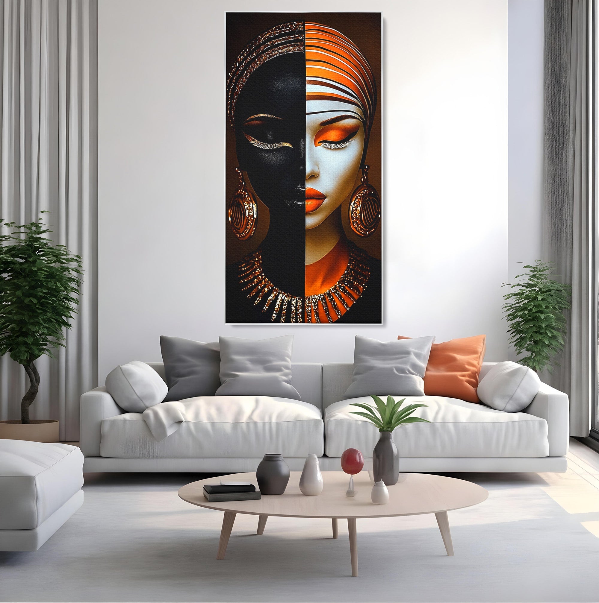 Tablou Canvas Premium LuxCanva® GV1056, Lumini si Umbre, Portret, Feminitate, Abstract, Contrast, Dormitor, Culori Vibrante