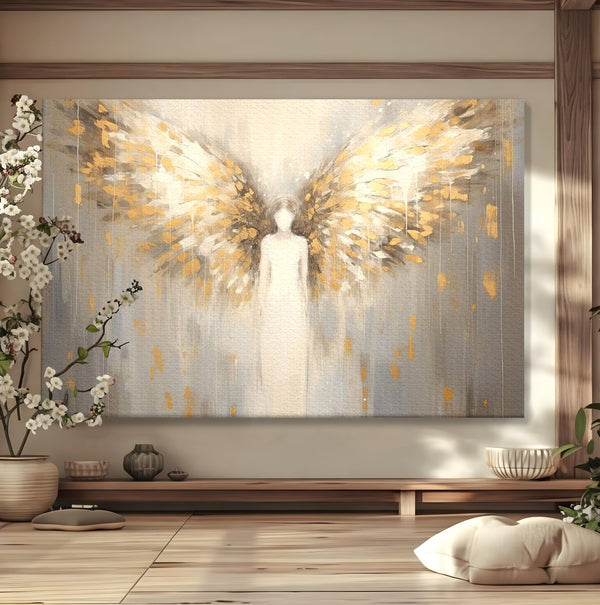 Tablou Canvas Premium LuxCanva® H1000, Aura Puritatii , Rai, Divinitate, Aurite, Aripi, Inger, Porti, Univers, Religie, Crestinism, Living, Dormitor, Birou