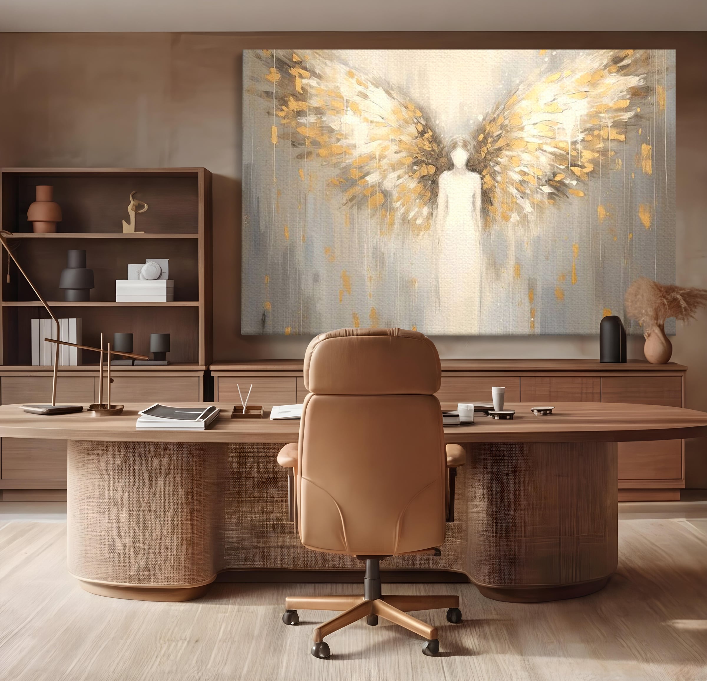Tablou Canvas Premium LuxCanva® H1000, Aura Puritatii , Rai, Divinitate, Aurite, Aripi, Inger, Porti, Univers, Religie, Crestinism, Living, Dormitor, Birou