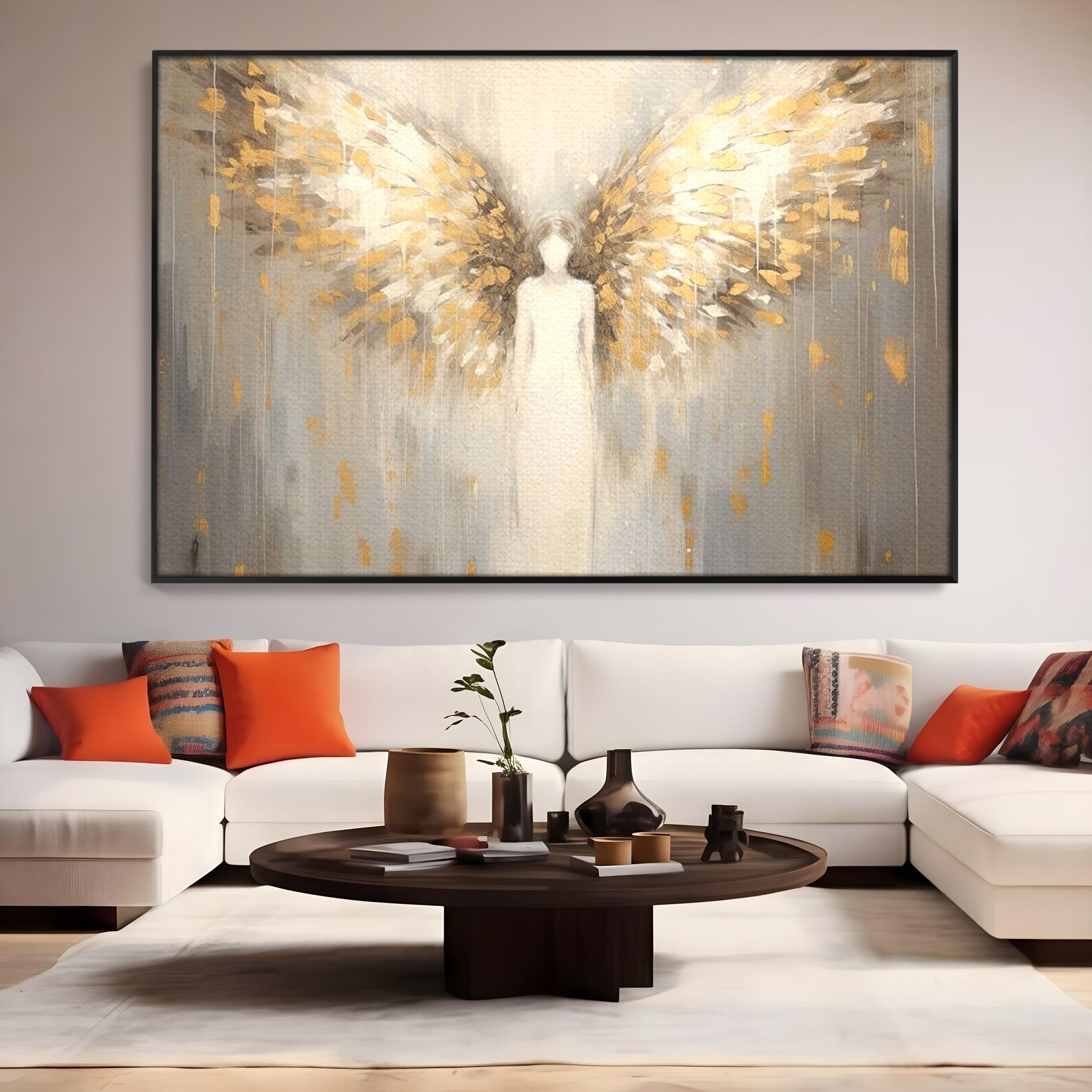 Tablou Canvas Premium LuxCanva® H1000, Aura Puritatii , Rai, Divinitate, Aurite, Aripi, Inger, Porti, Univers, Religie, Crestinism, Living, Dormitor, Birou