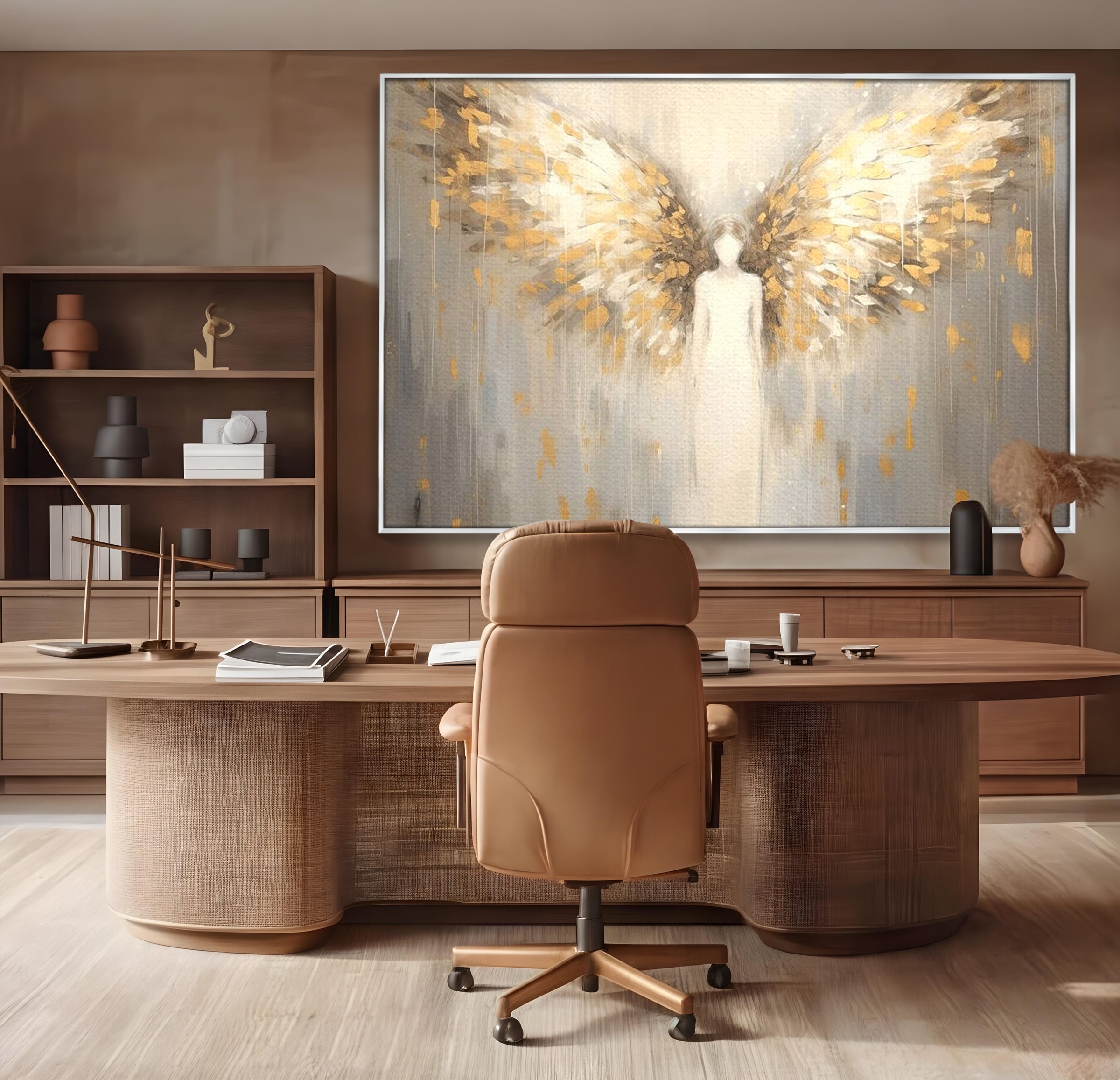 Tablou Canvas Premium LuxCanva® H1000, Aura Puritatii , Rai, Divinitate, Aurite, Aripi, Inger, Porti, Univers, Religie, Crestinism, Living, Dormitor, Birou
