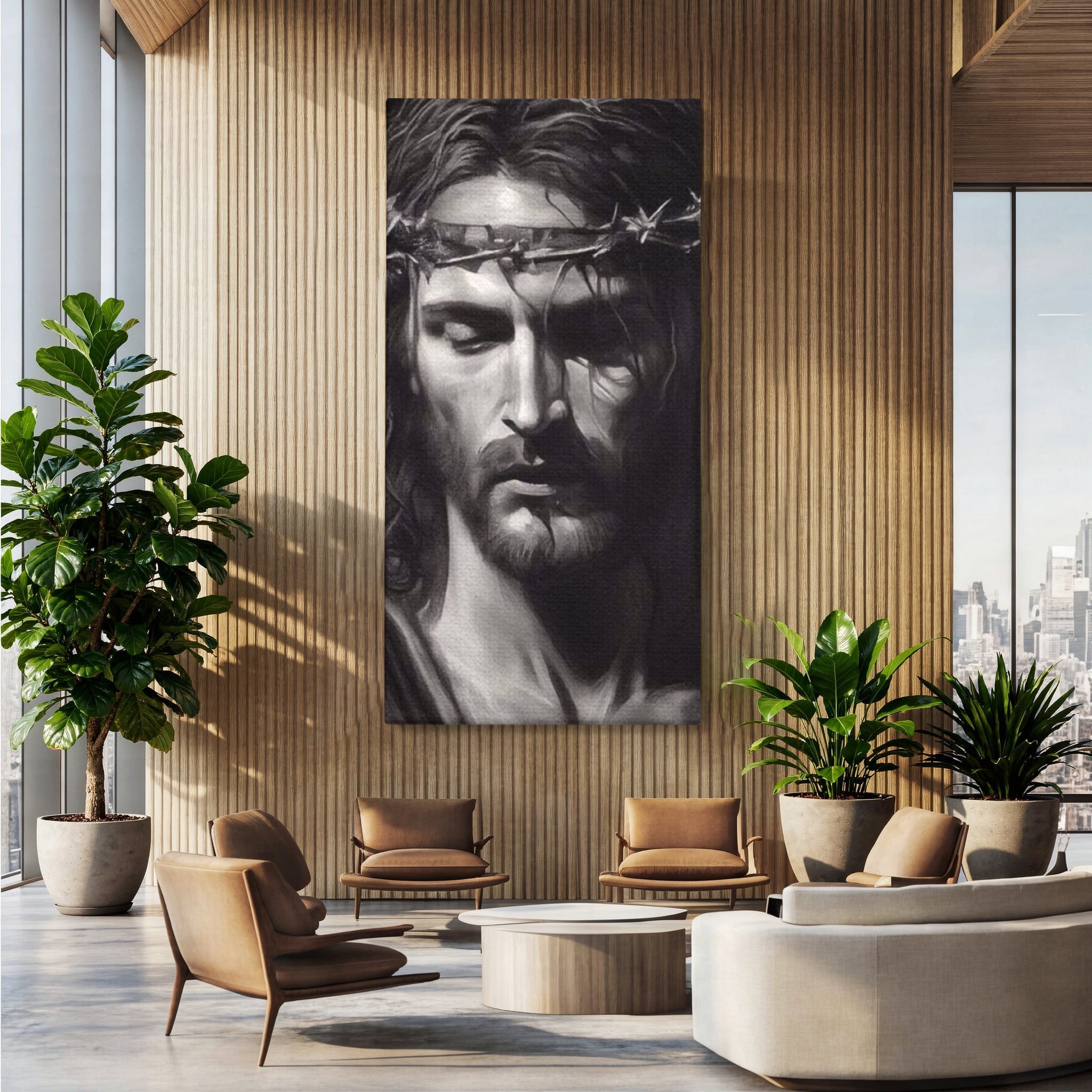 Tablou Canvas Premium LuxCanva® H1001, Durere si Speranta , Sacrificiu, Spini, Coroana, Mantuire, Iisus, Durere, Sange, Jertfa, Living, Dormitor