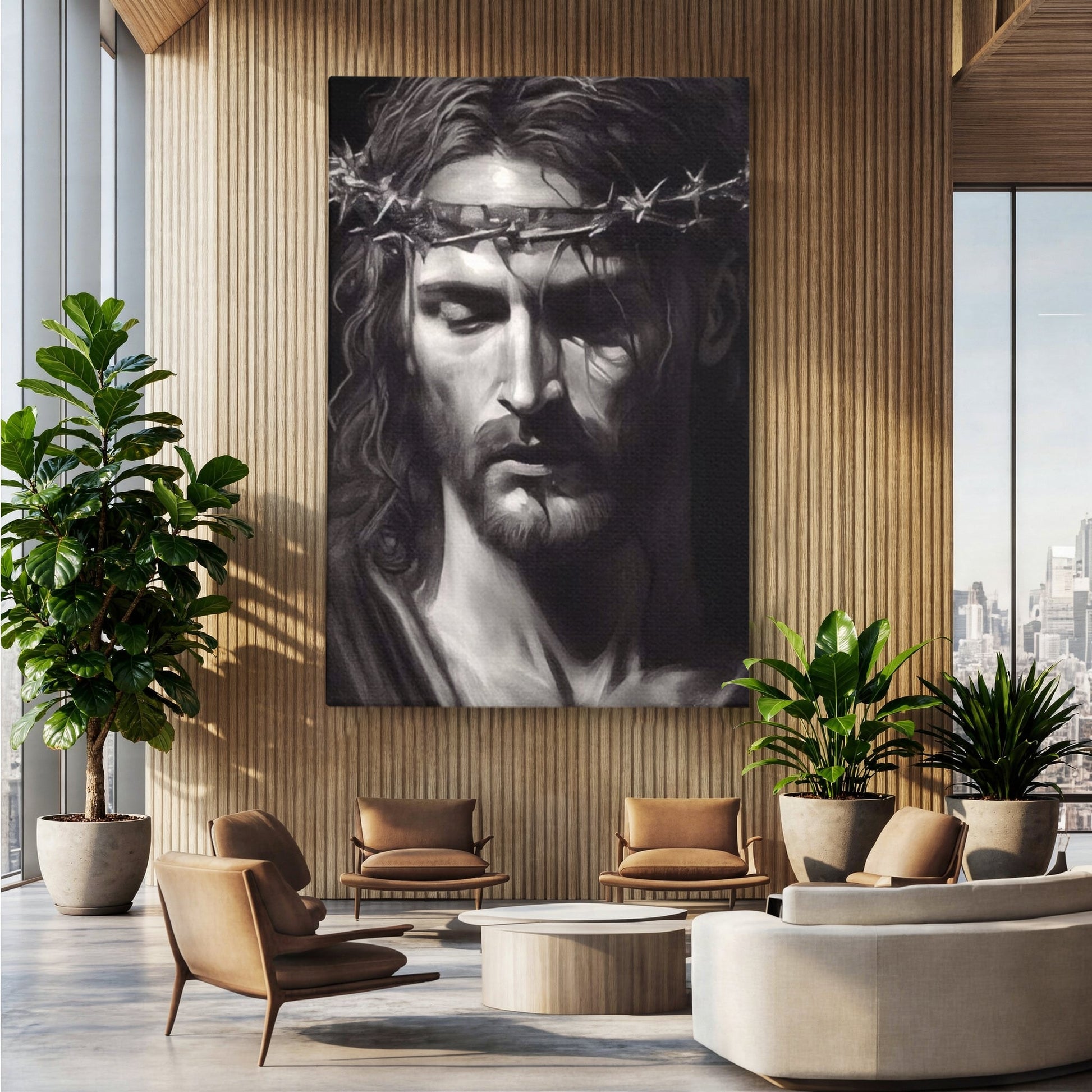 Tablou Canvas Premium LuxCanva® H1001, Durere si Speranta , Sacrificiu, Spini, Coroana, Mantuire, Iisus, Durere, Sange, Jertfa, Living, Dormitor