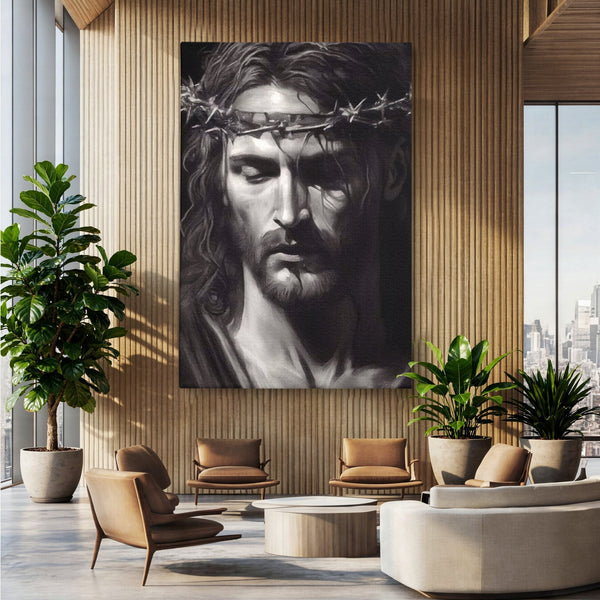 Tablou Canvas Premium LuxCanva® H1001, Durere si Speranta , Sacrificiu, Spini, Coroana, Mantuire, Iisus, Durere, Sange, Jertfa, Living, Dormitor