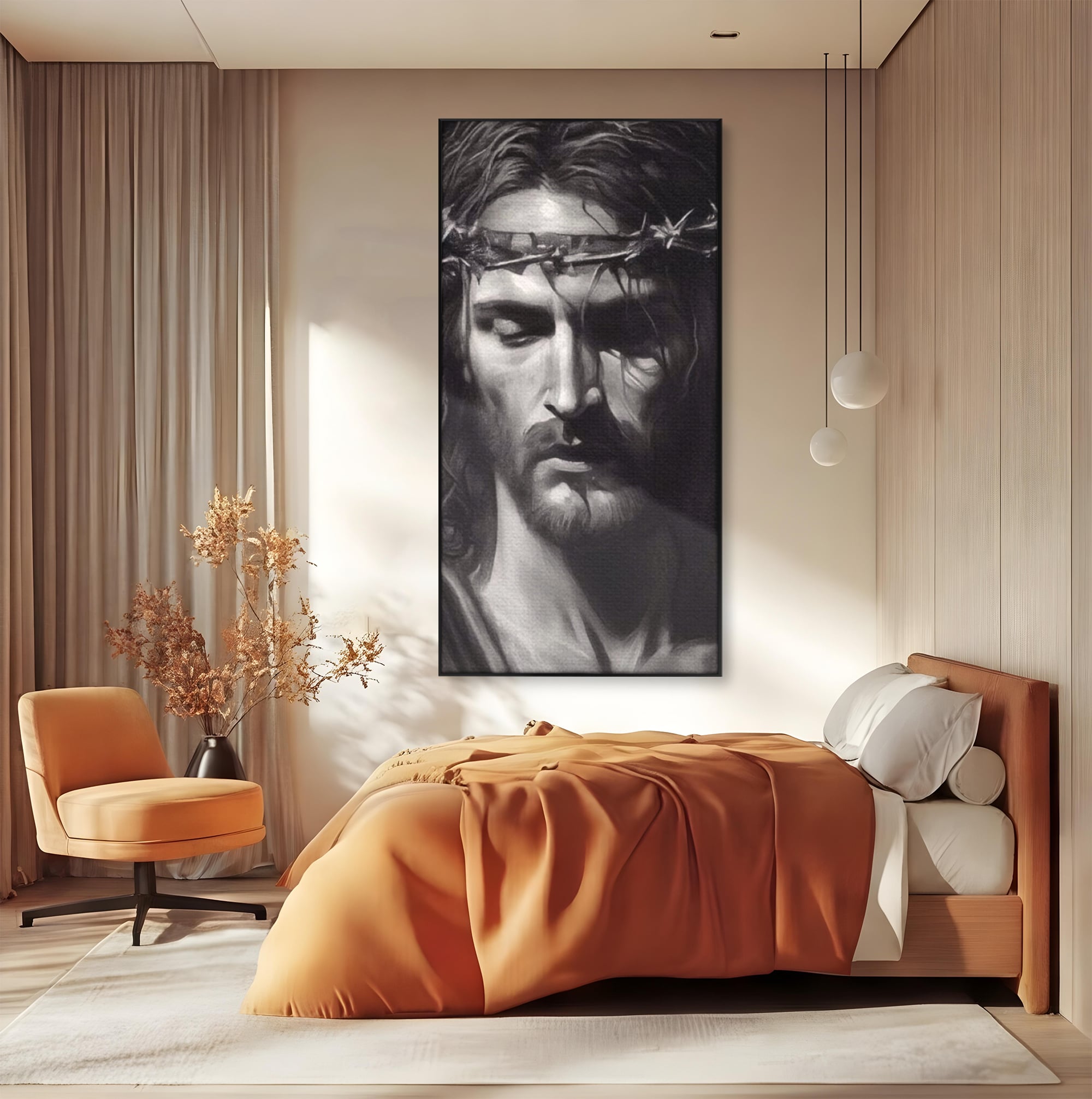 Tablou Canvas Premium LuxCanva® H1001, Durere si Speranta , Sacrificiu, Spini, Coroana, Mantuire, Iisus, Durere, Sange, Jertfa, Living, Dormitor
