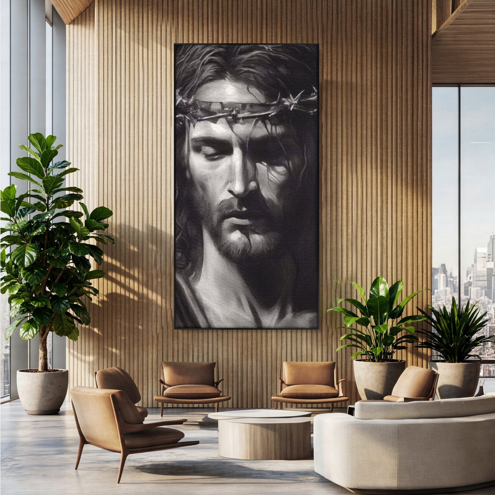 Tablou Canvas Premium LuxCanva® H1001, Durere si Speranta , Sacrificiu, Spini, Coroana, Mantuire, Iisus, Durere, Sange, Jertfa, Living, Dormitor