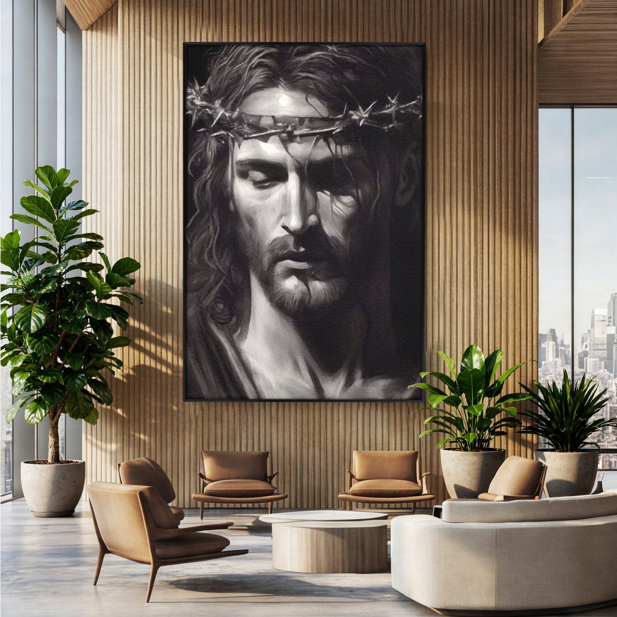 Tablou Canvas Premium LuxCanva® H1001, Durere si Speranta , Sacrificiu, Spini, Coroana, Mantuire, Iisus, Durere, Sange, Jertfa, Living, Dormitor