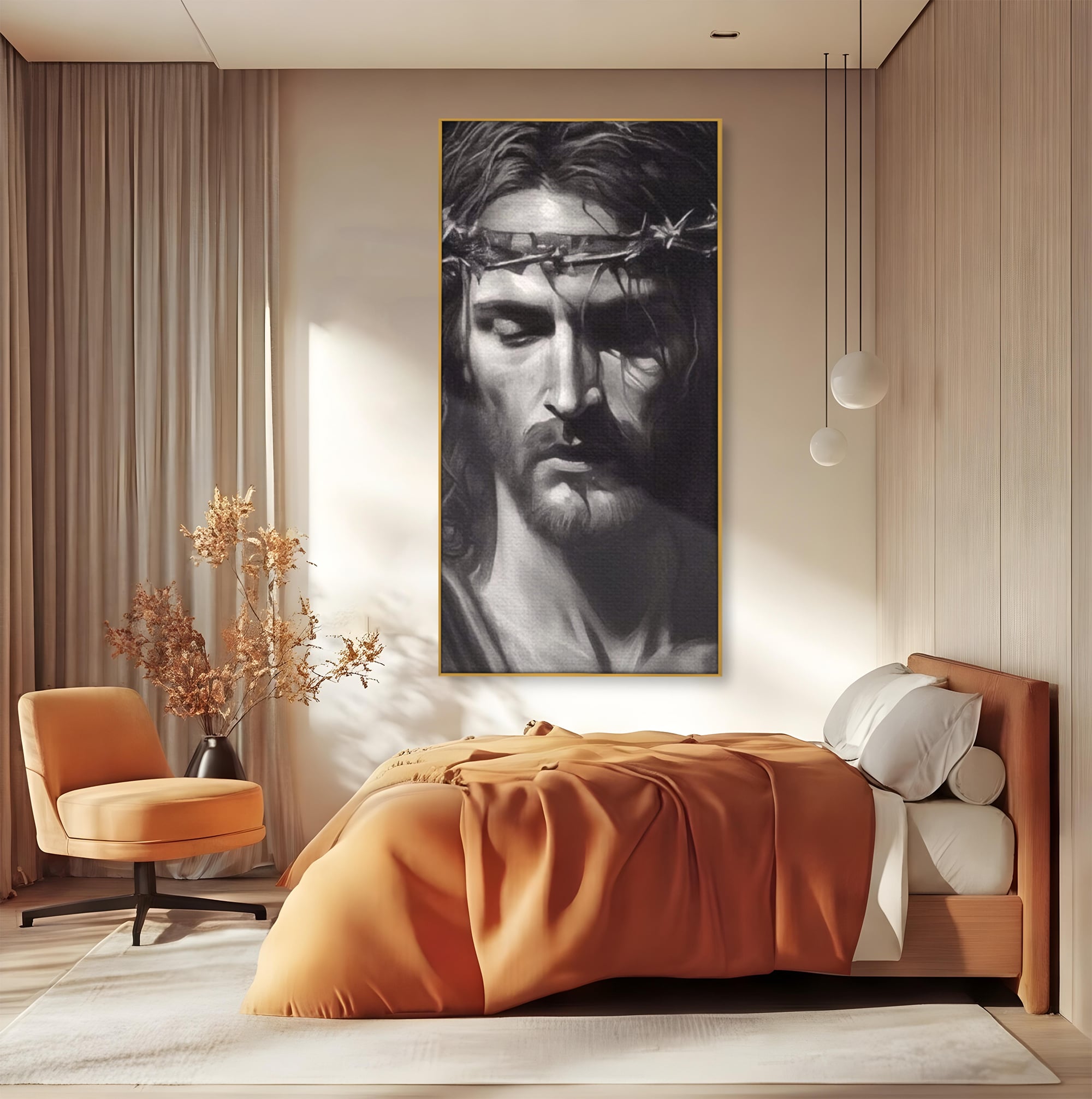 Tablou Canvas Premium LuxCanva® H1001, Durere si Speranta , Sacrificiu, Spini, Coroana, Mantuire, Iisus, Durere, Sange, Jertfa, Living, Dormitor