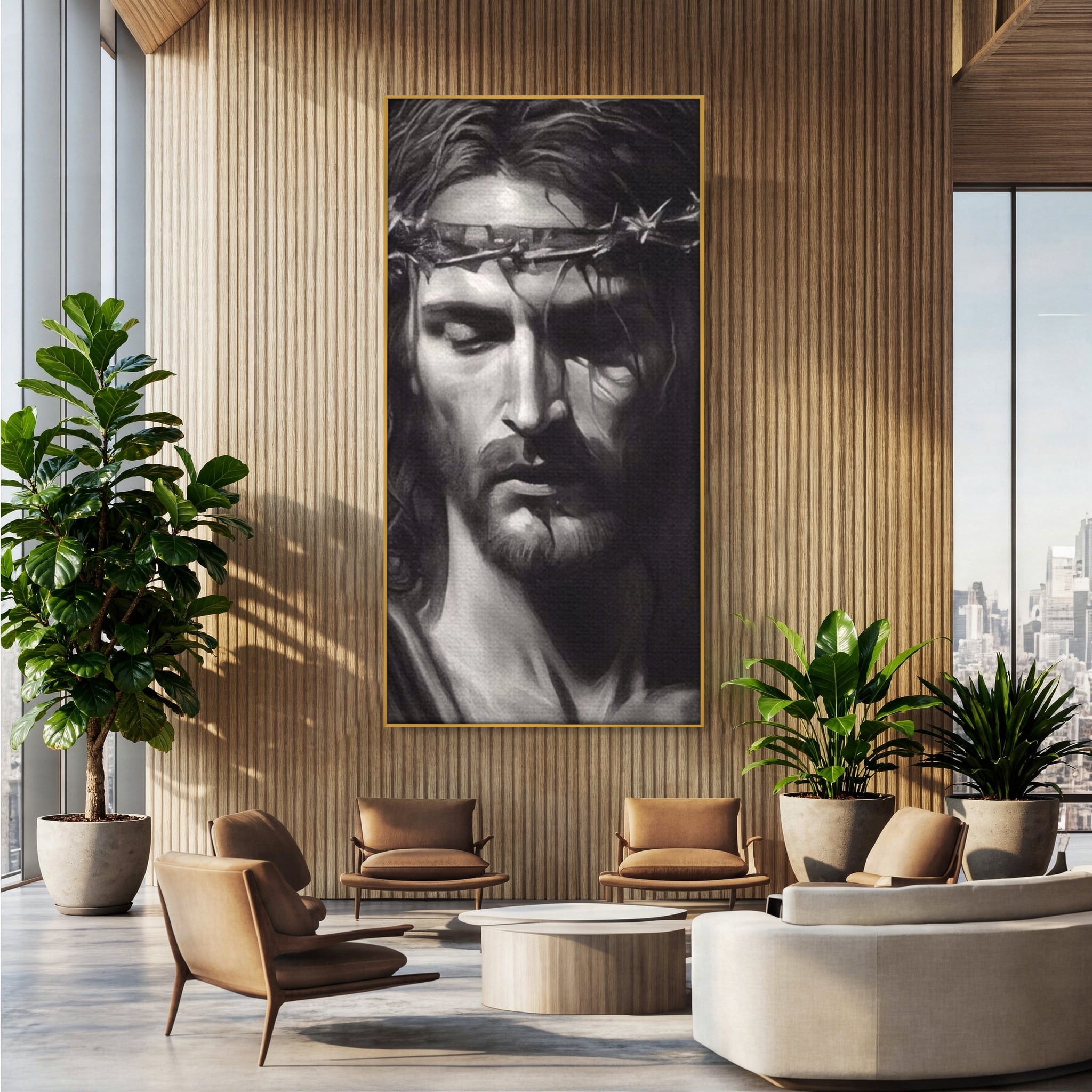 Tablou Canvas Premium LuxCanva® H1001, Durere si Speranta , Sacrificiu, Spini, Coroana, Mantuire, Iisus, Durere, Sange, Jertfa, Living, Dormitor