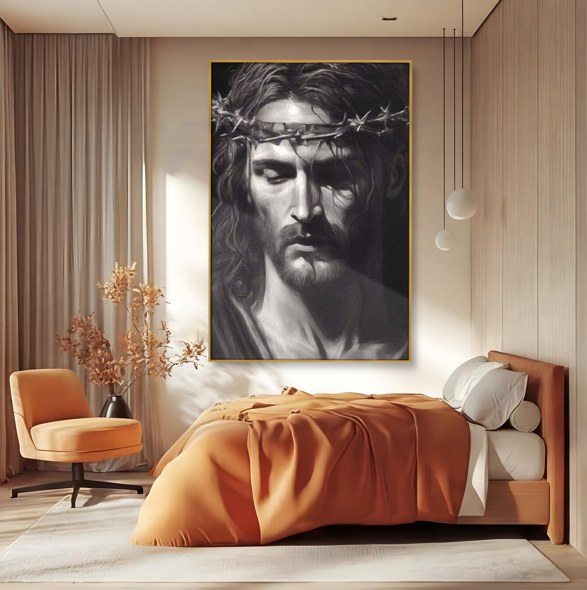 Tablou Canvas Premium LuxCanva® H1001, Durere si Speranta , Sacrificiu, Spini, Coroana, Mantuire, Iisus, Durere, Sange, Jertfa, Living, Dormitor