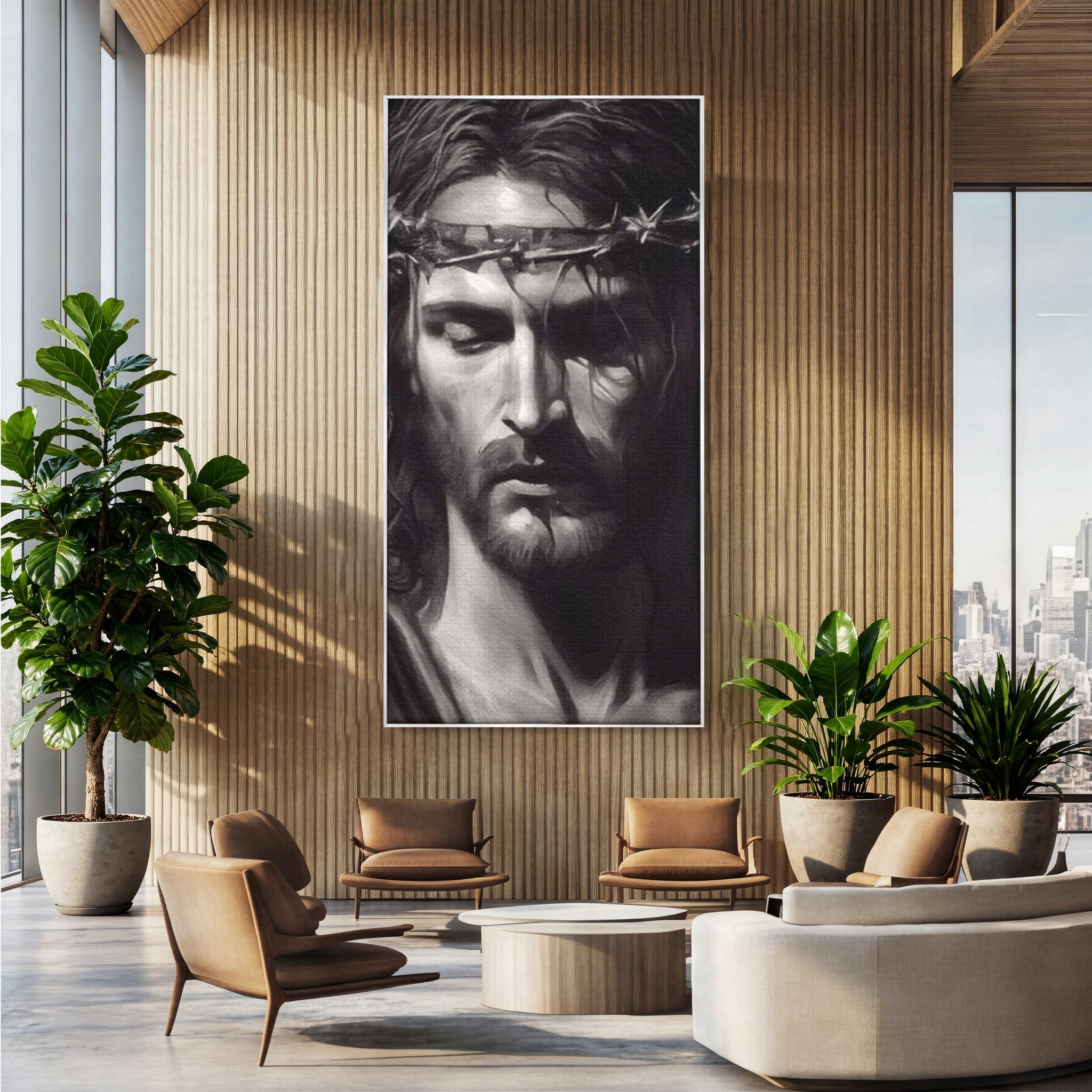 Tablou Canvas Premium LuxCanva® H1001, Durere si Speranta , Sacrificiu, Spini, Coroana, Mantuire, Iisus, Durere, Sange, Jertfa, Living, Dormitor