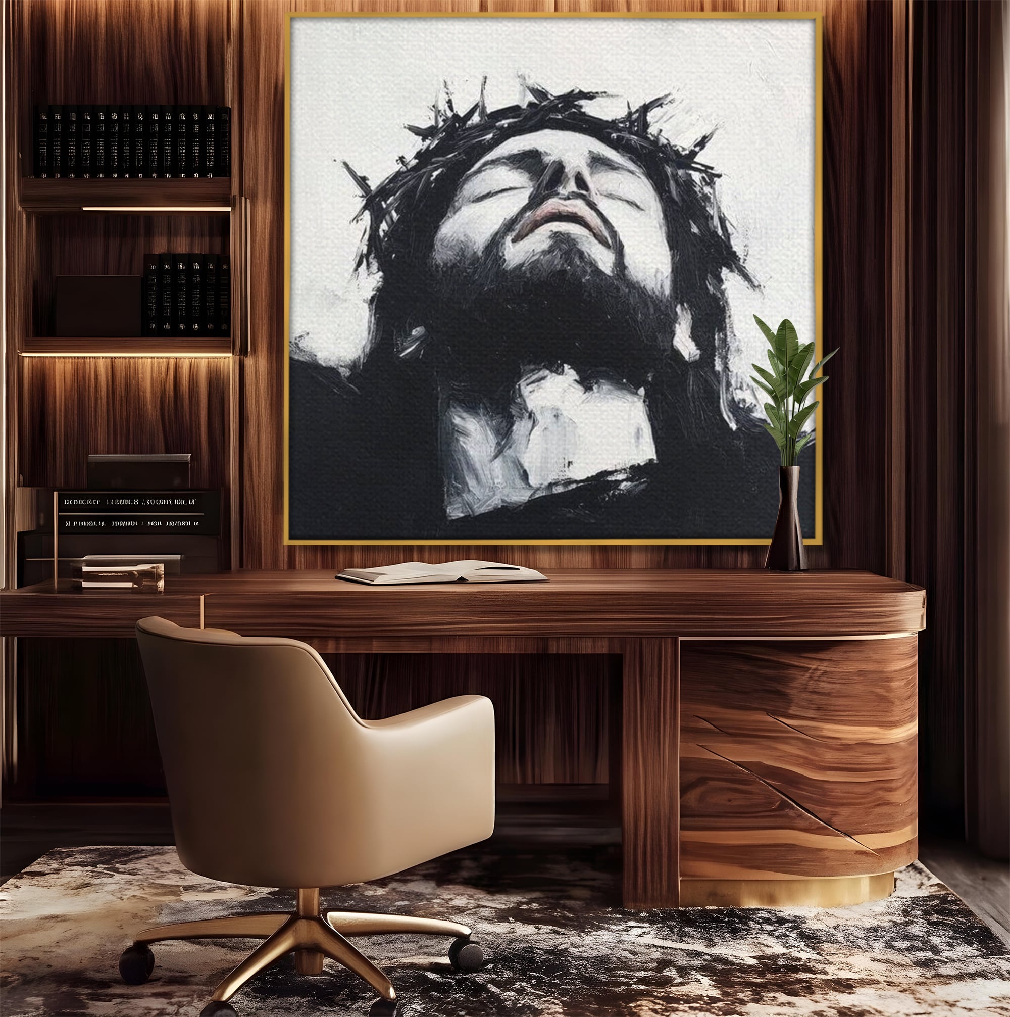 Tablou Canvas Premium LuxCanva® H1003, Durere si Mantuire , Divin, Durere, Coroana, Speranta, Iubire, Spritualitate, Spini, Living, Dormitor