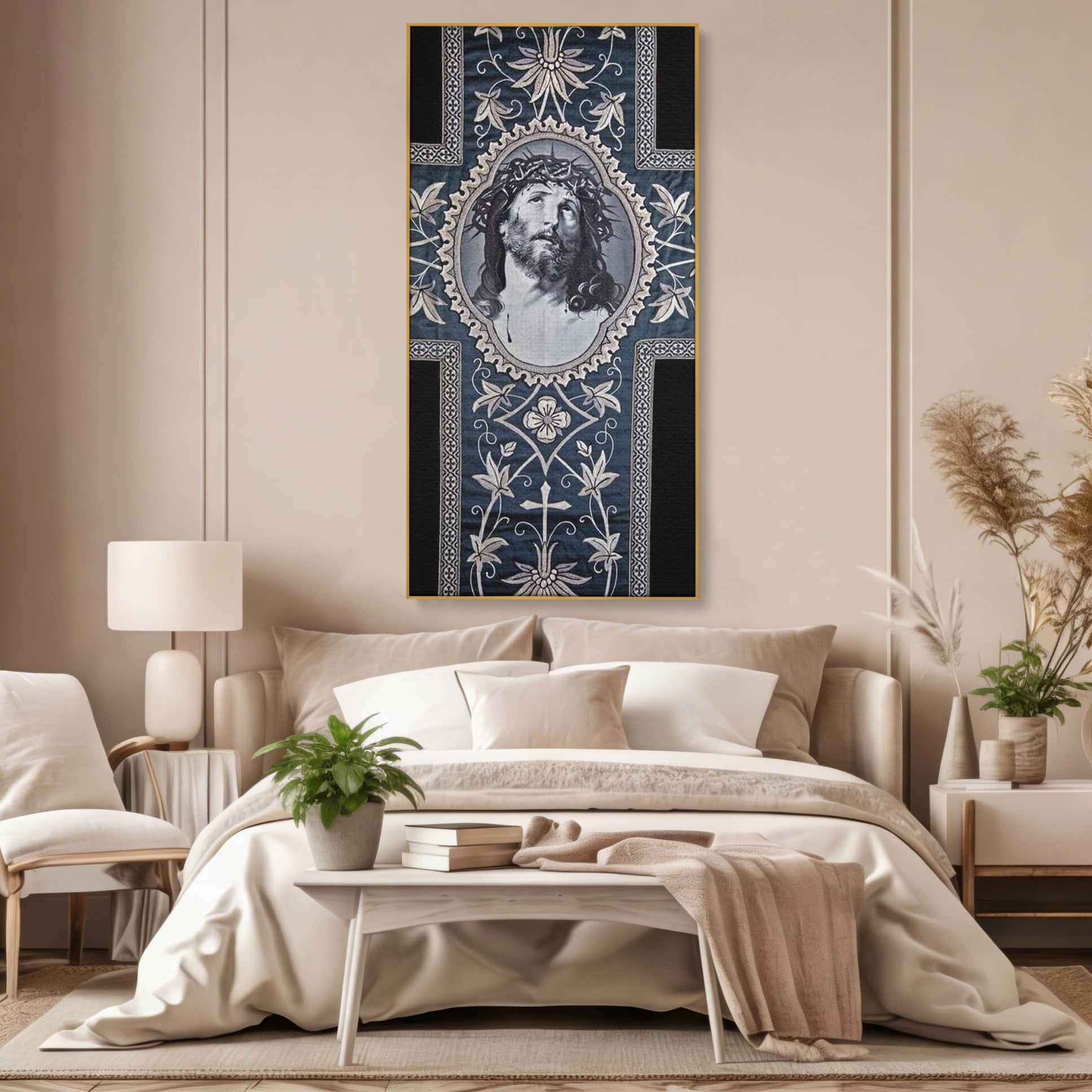Tablou Canvas Premium LuxCanva® H1004, Chipul Mantuitorului , Divin, Reflectie, Biserica, Crestinism, Jertfa, Mantuire, Simbol, Living, Dormitor