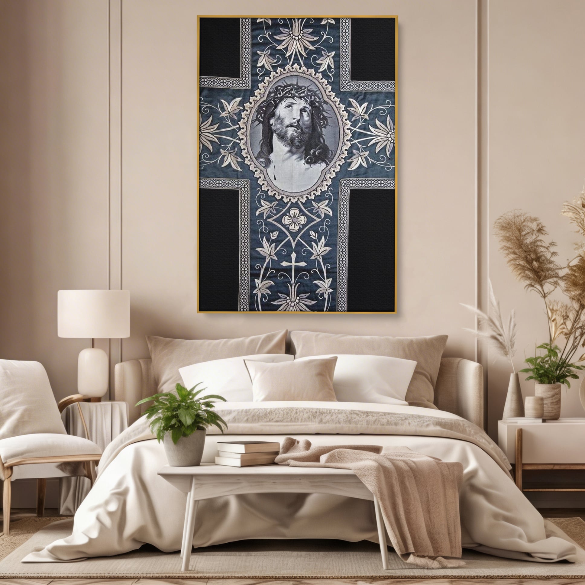 Tablou Canvas Premium LuxCanva® H1004, Chipul Mantuitorului , Divin, Reflectie, Biserica, Crestinism, Jertfa, Mantuire, Simbol, Living, Dormitor