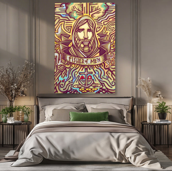 Tablou Canvas Premium LuxCanva® H1005, Iisus, Pastorul Oamenilor , Pescar, Icoana, Suflet, Speranta, Calauza, Ancora, Misticism, Religie, Living