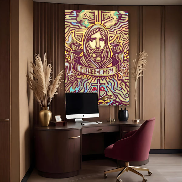 Tablou Canvas Premium LuxCanva® H1005, Iisus, Pastorul Oamenilor , Pescar, Icoana, Suflet, Speranta, Calauza, Ancora, Misticism, Religie, Living