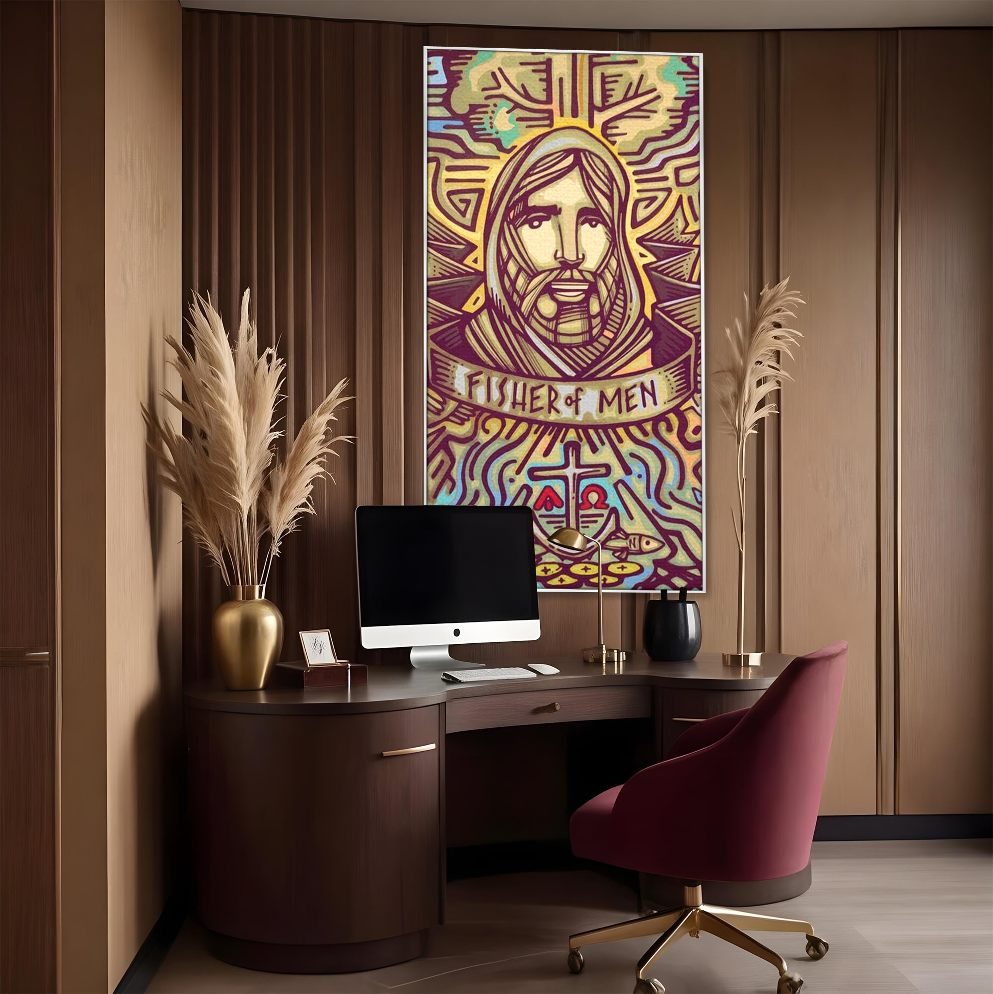 Tablou Canvas Premium LuxCanva® H1005, Iisus, Pastorul Oamenilor , Pescar, Icoana, Suflet, Speranta, Calauza, Ancora, Misticism, Religie, Living