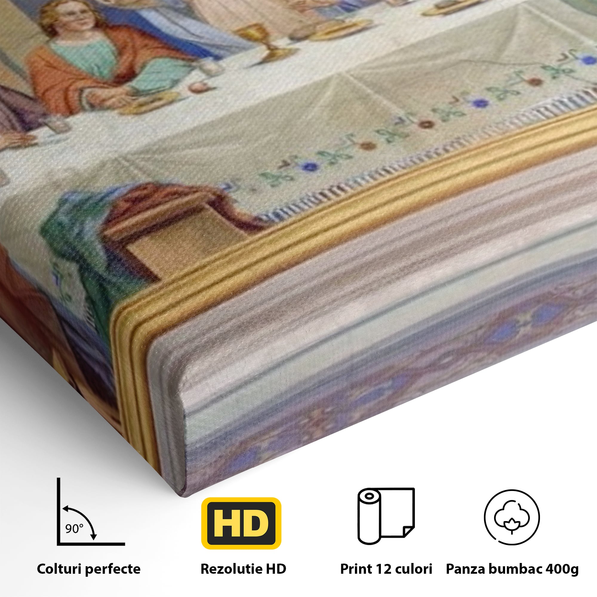 Tablou Canvas Premium LuxCanva® H1006, Cina Cea de Taina , Cina, Taina, Arta, Credinta, Capodopera, Sacralitate, Lumina, Armonie, Apostoli, Living