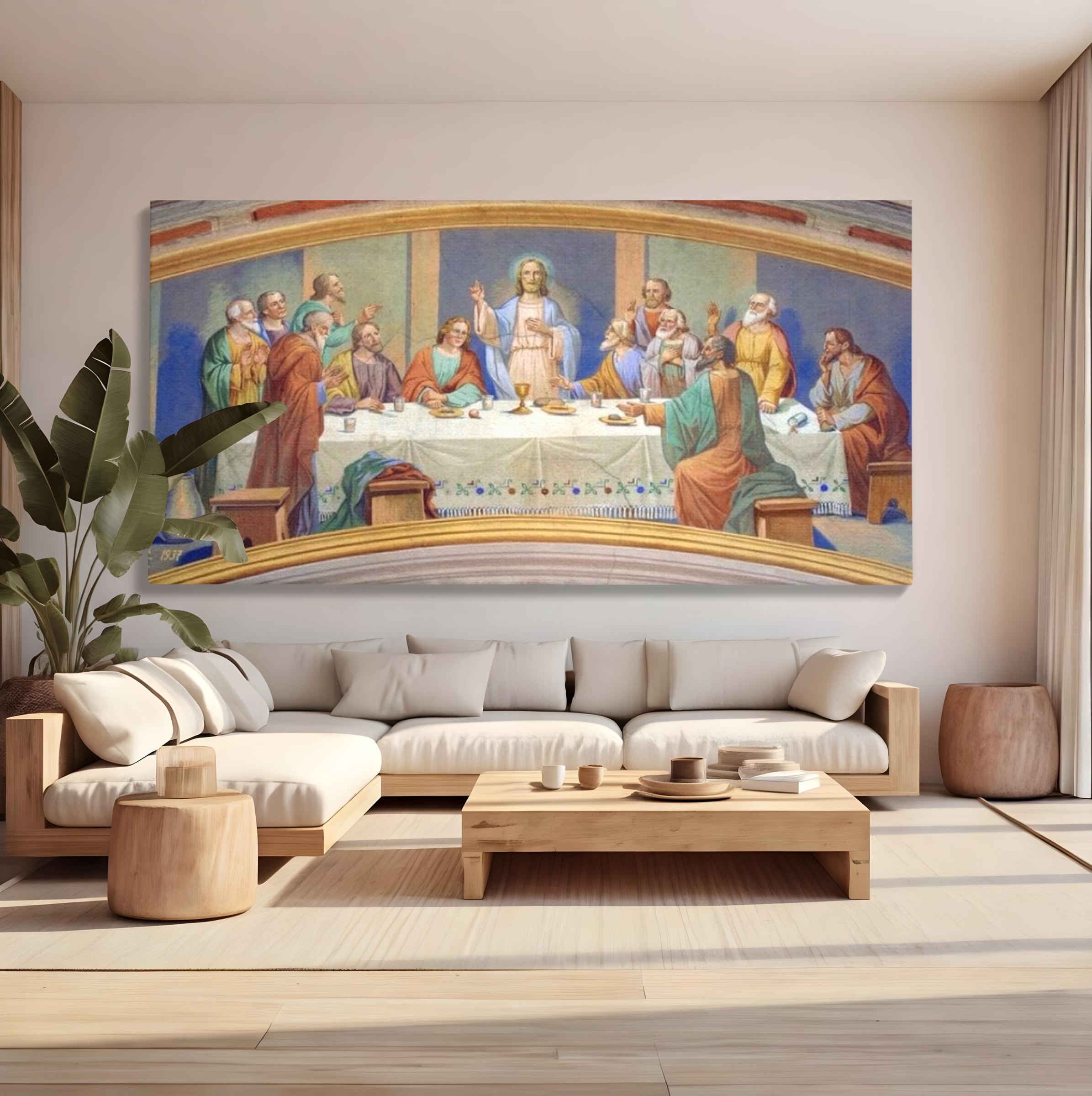 Tablou Canvas Premium LuxCanva® H1006, Cina Cea de Taina , Cina, Taina, Arta, Credinta, Capodopera, Sacralitate, Lumina, Armonie, Apostoli, Living