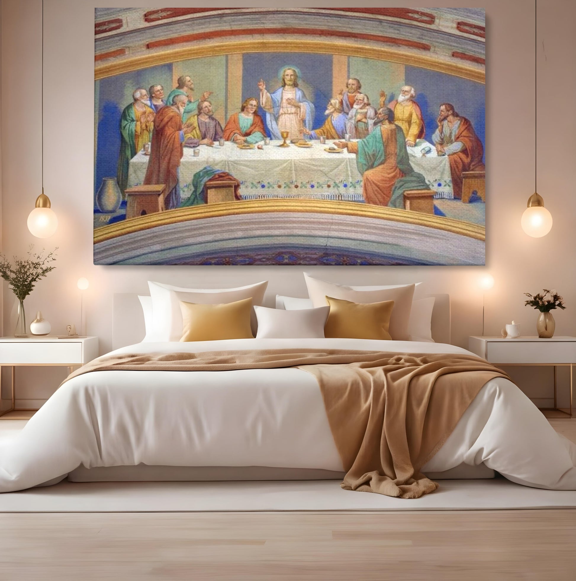 Tablou Canvas Premium LuxCanva® H1006, Cina Cea de Taina , Cina, Taina, Arta, Credinta, Capodopera, Sacralitate, Lumina, Armonie, Apostoli, Living
