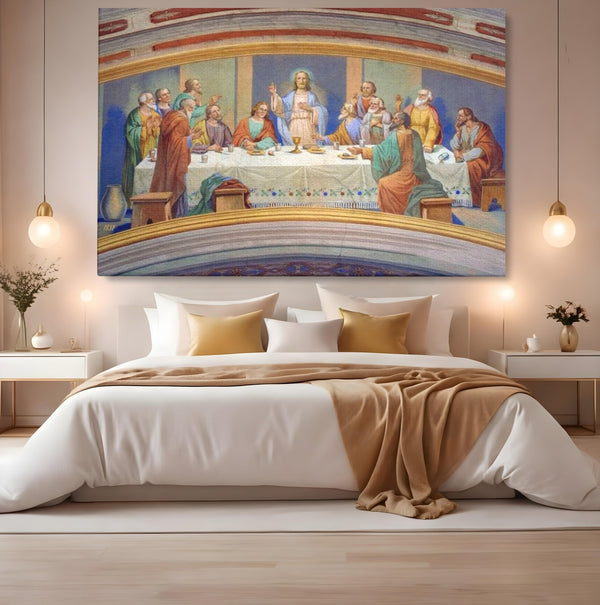 Tablou Canvas Premium LuxCanva® H1006, Cina Cea de Taina , Cina, Taina, Arta, Credinta, Capodopera, Sacralitate, Lumina, Armonie, Apostoli, Living