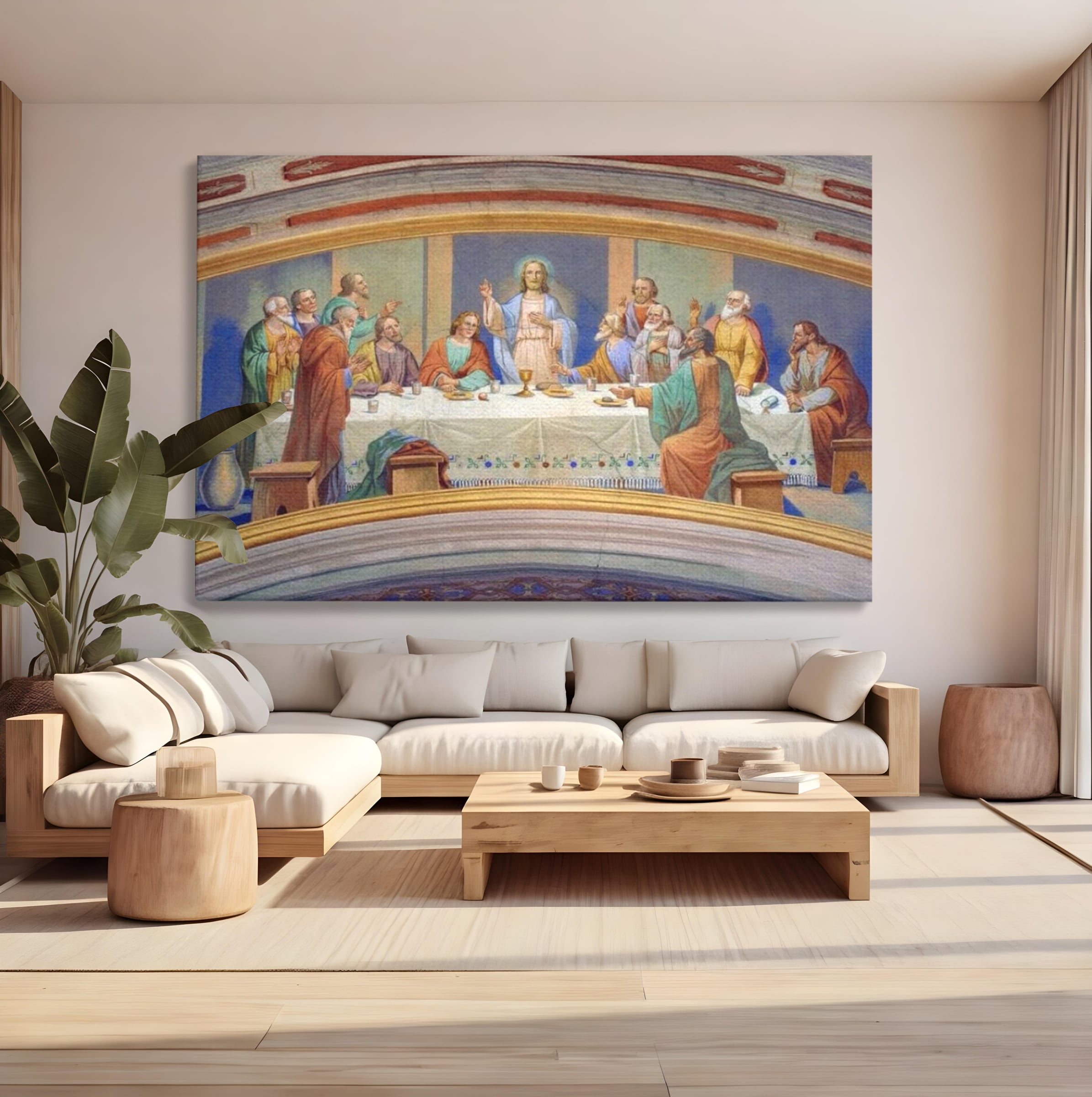 Tablou Canvas Premium LuxCanva® H1006, Cina Cea de Taina , Cina, Taina, Arta, Credinta, Capodopera, Sacralitate, Lumina, Armonie, Apostoli, Living