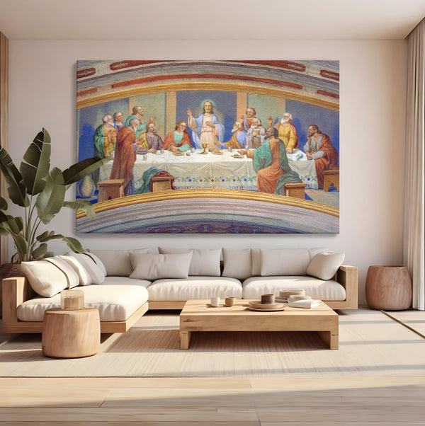 Tablou Canvas Premium LuxCanva® H1006, Cina Cea de Taina , Cina, Taina, Arta, Credinta, Capodopera, Sacralitate, Lumina, Armonie, Apostoli, Living