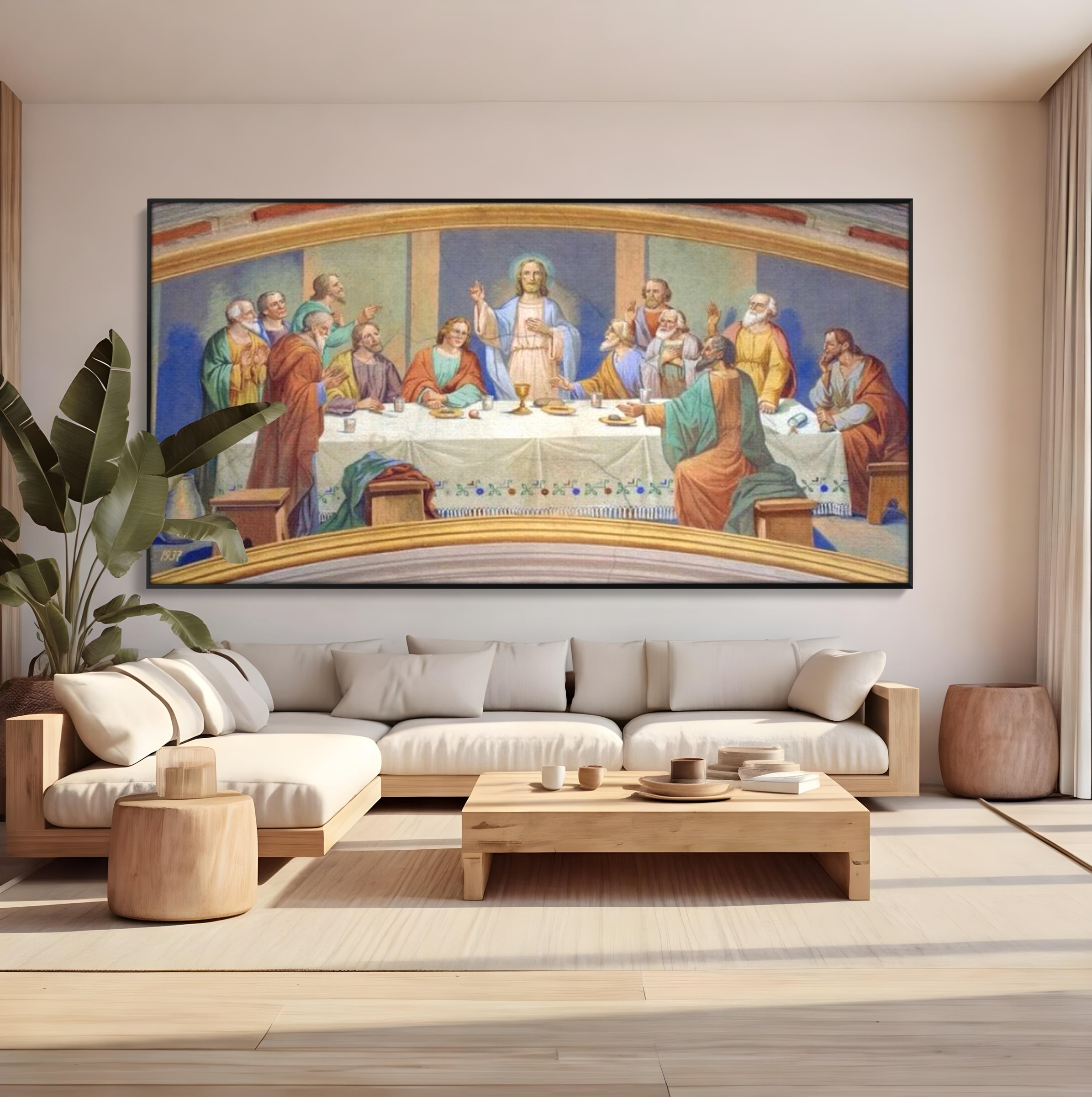 Tablou Canvas Premium LuxCanva® H1006, Cina Cea de Taina , Cina, Taina, Arta, Credinta, Capodopera, Sacralitate, Lumina, Armonie, Apostoli, Living