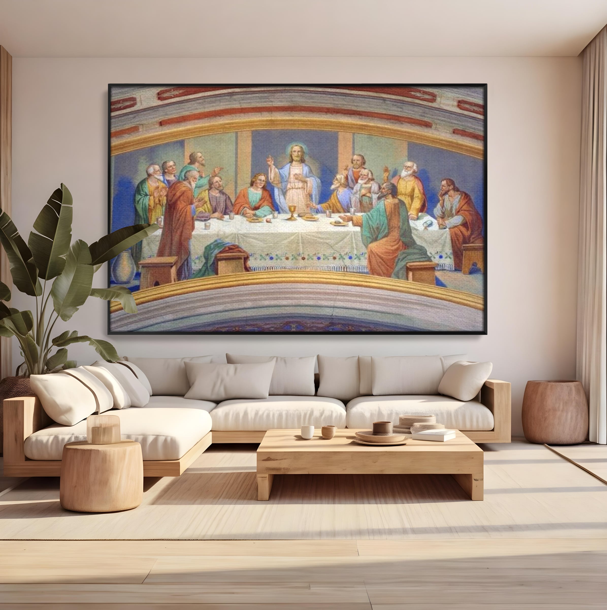 Tablou Canvas Premium LuxCanva® H1006, Cina Cea de Taina , Cina, Taina, Arta, Credinta, Capodopera, Sacralitate, Lumina, Armonie, Apostoli, Living