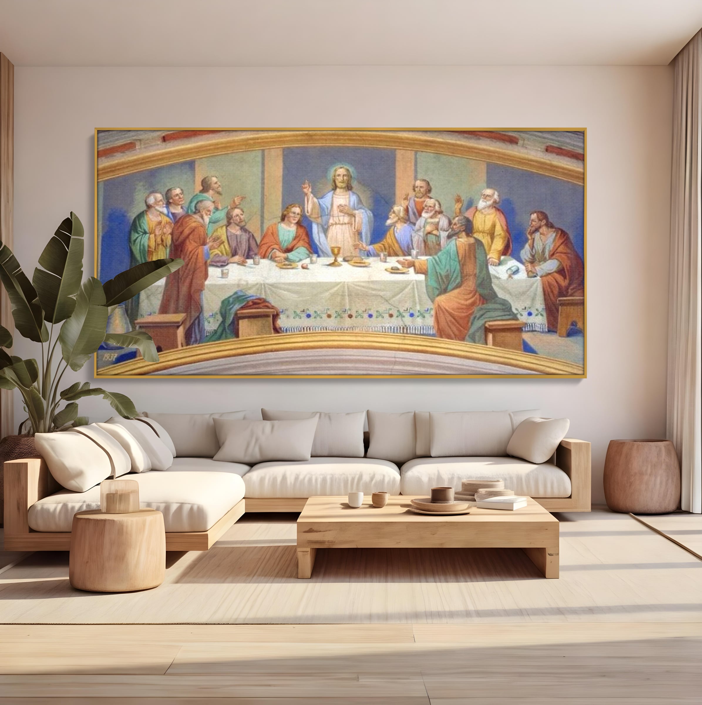 Tablou Canvas Premium LuxCanva® H1006, Cina Cea de Taina , Cina, Taina, Arta, Credinta, Capodopera, Sacralitate, Lumina, Armonie, Apostoli, Living