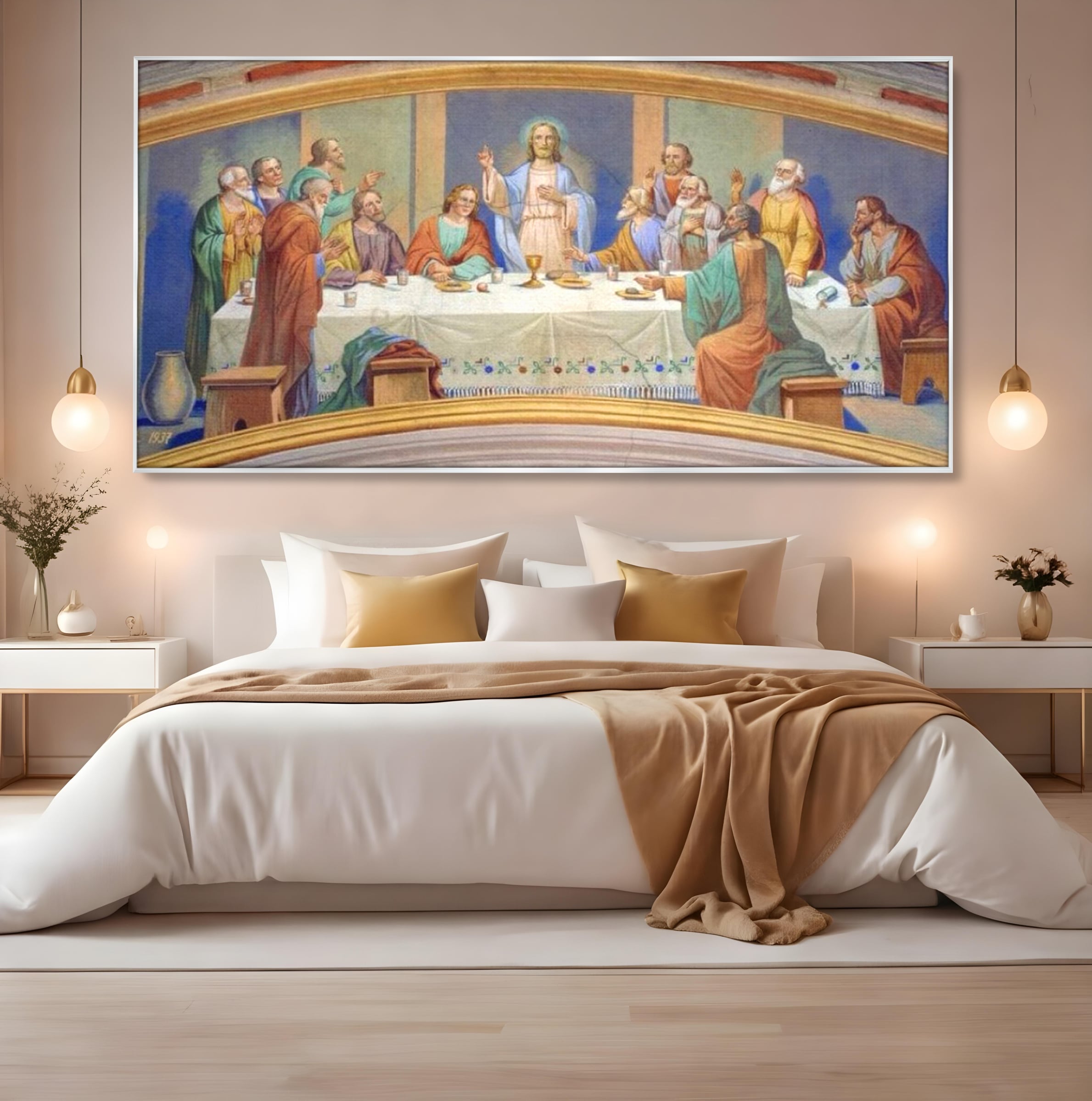 Tablou Canvas Premium LuxCanva® H1006, Cina Cea de Taina , Cina, Taina, Arta, Credinta, Capodopera, Sacralitate, Lumina, Armonie, Apostoli, Living